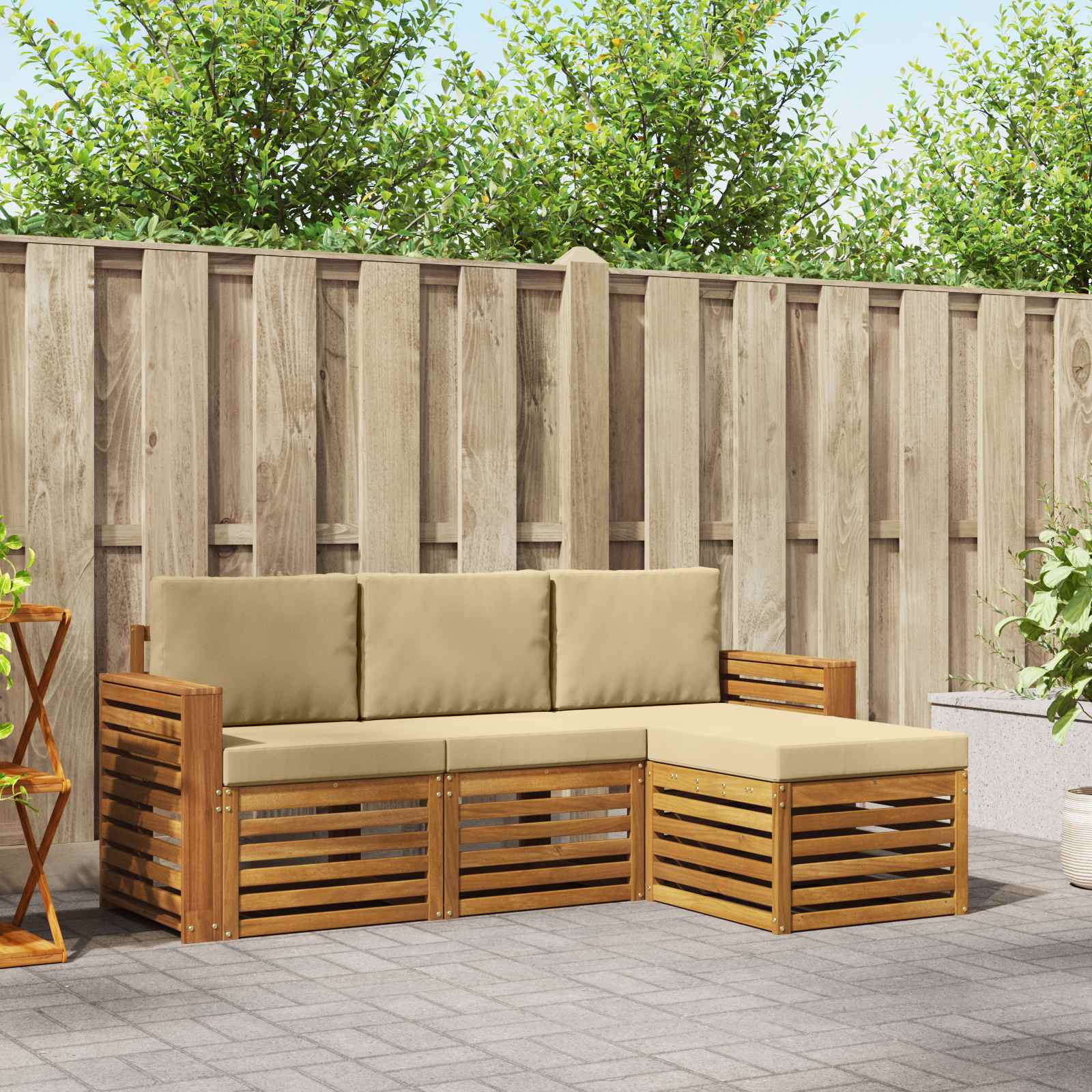 vidaXL Sofa-Sets 4 pcs Naturel Massief Acaciahout