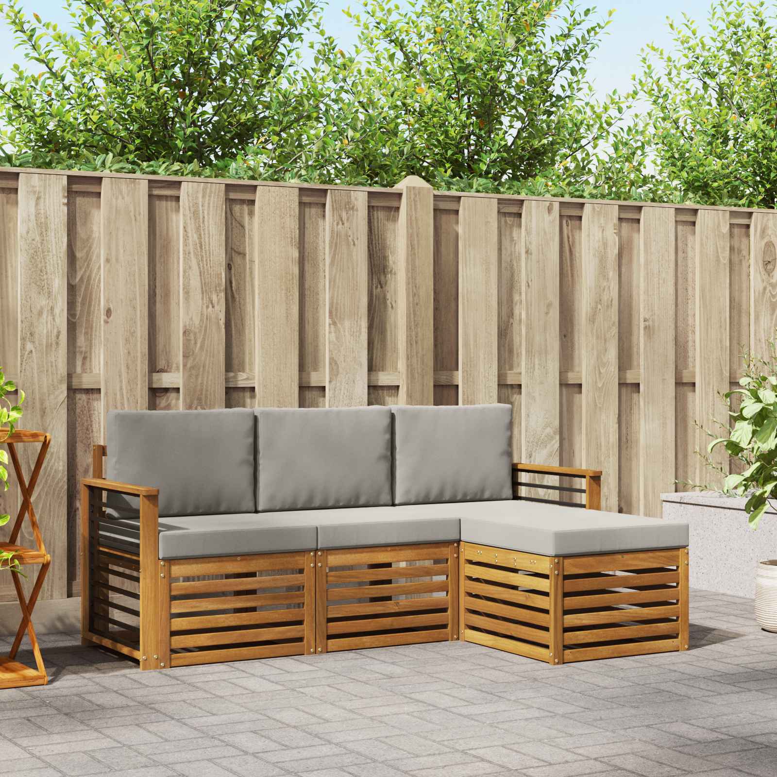 vidaXL Sofa-Sets 4 pcs Naturel Massief Acaciahout