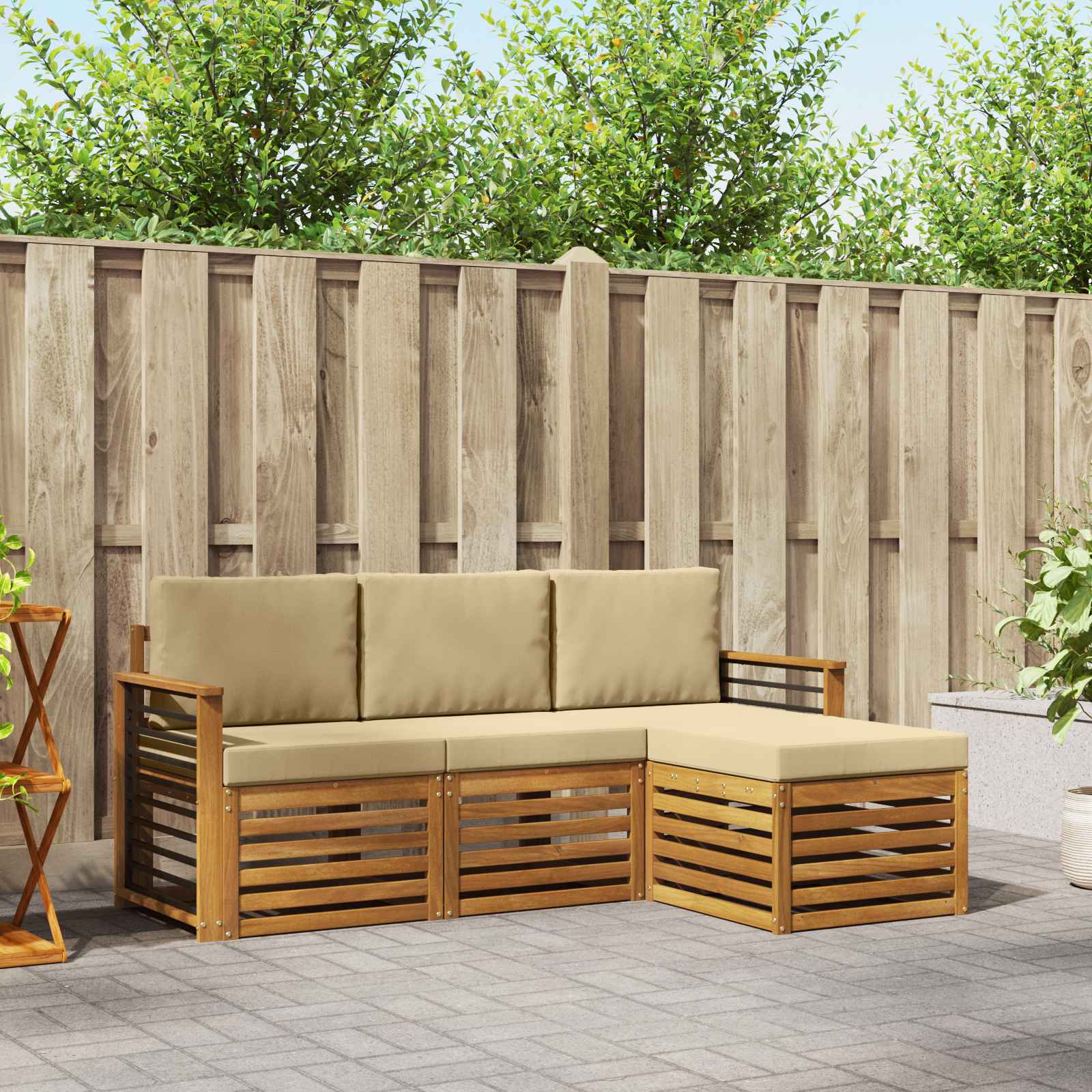 vidaXL Sofa-Sets 4 pcs Naturel Massief Acaciahout