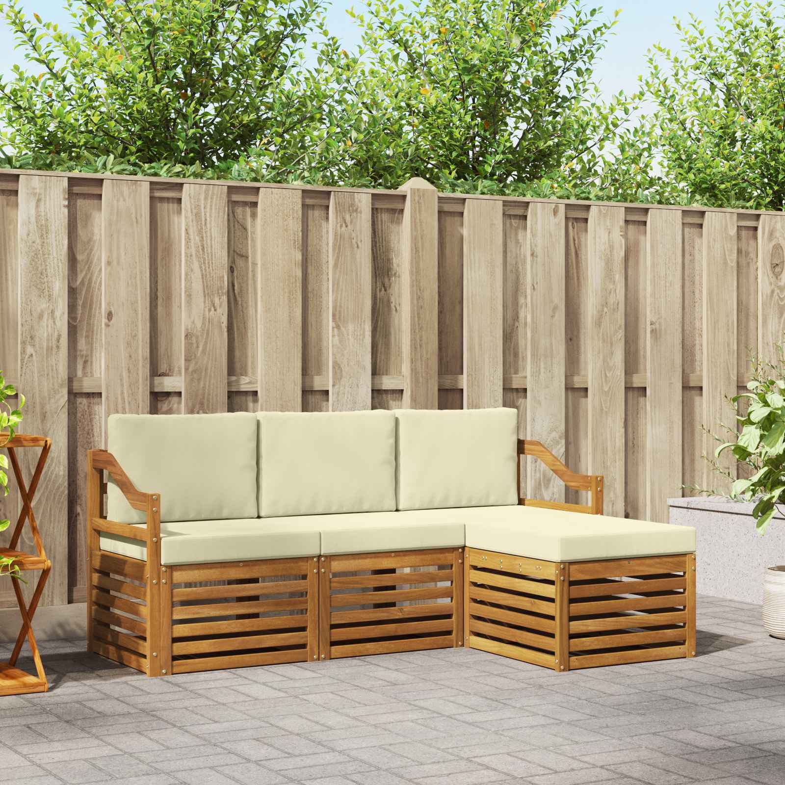 vidaXL Sofa-Sets 4 pcs Naturel Massief Acaciahout