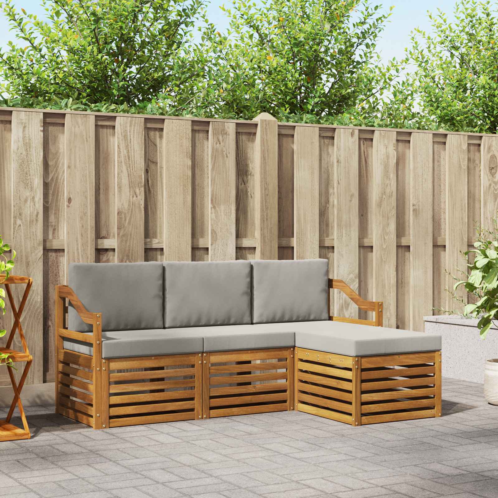 vidaXL Sofa-Sets 4 pcs Naturel Massief Acaciahout