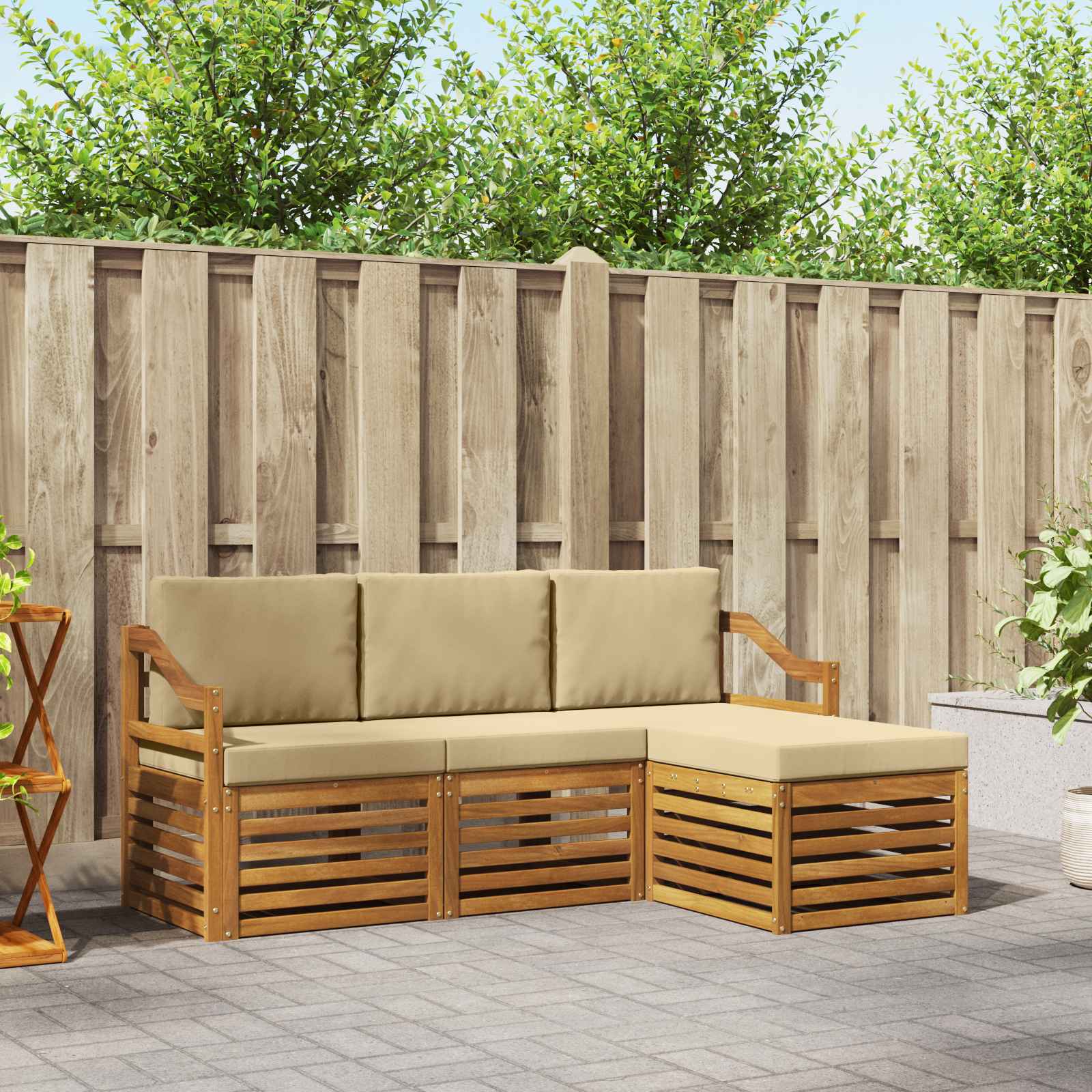 vidaXL Sofa-Sets 4 pcs Naturel Massief Acaciahout