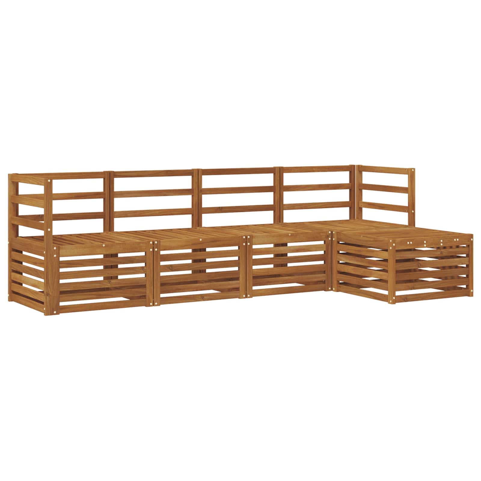 vidaXL Sofa-Sets 5 pcs Natuurlijk en Crème Massief Acaciahout