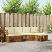vidaXL Sofa-Sets 5 pcs Natuurlijk en Crème Massief Acaciahout