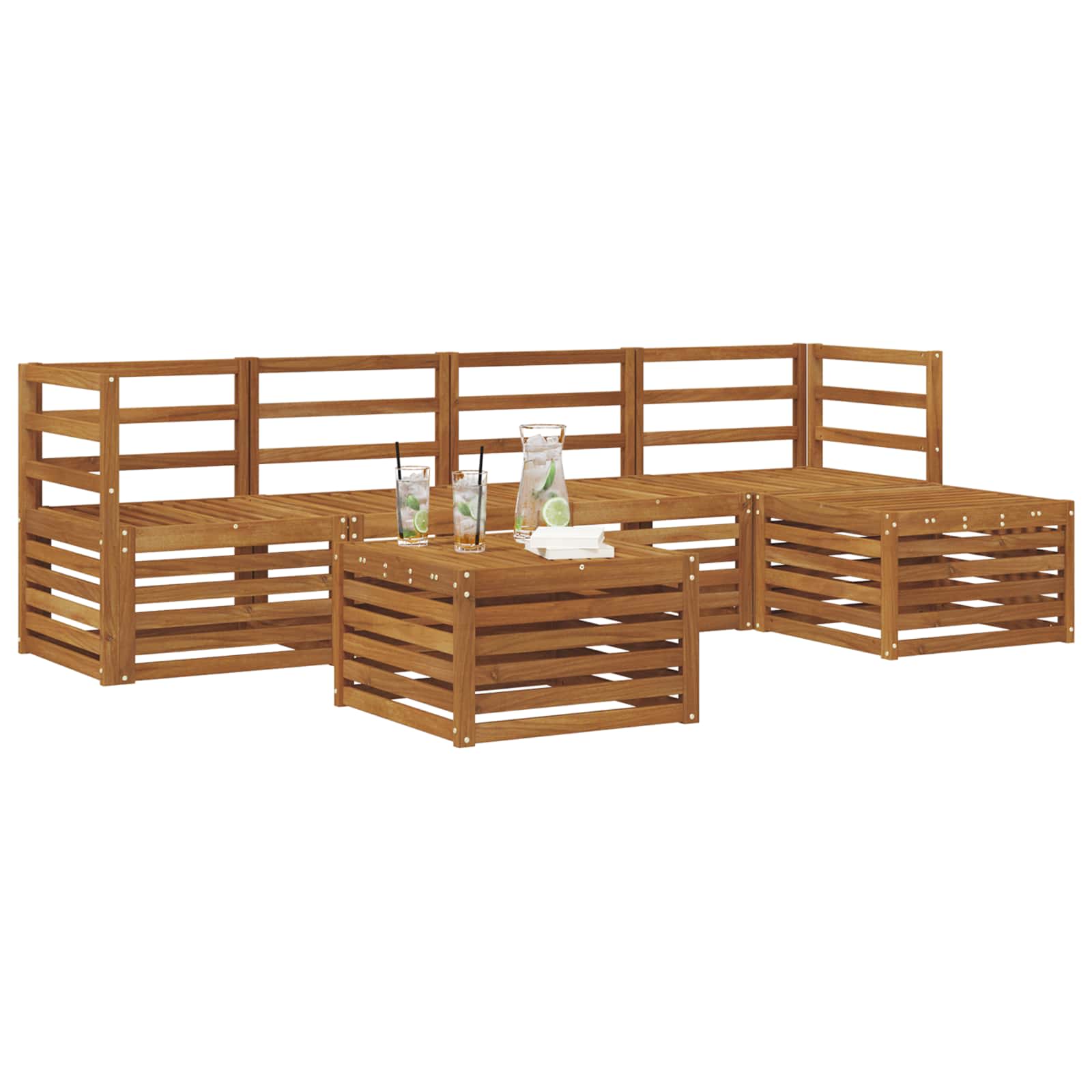 vidaXL Sofa-Sets 6 pcs Naturel Massief Acaciahout