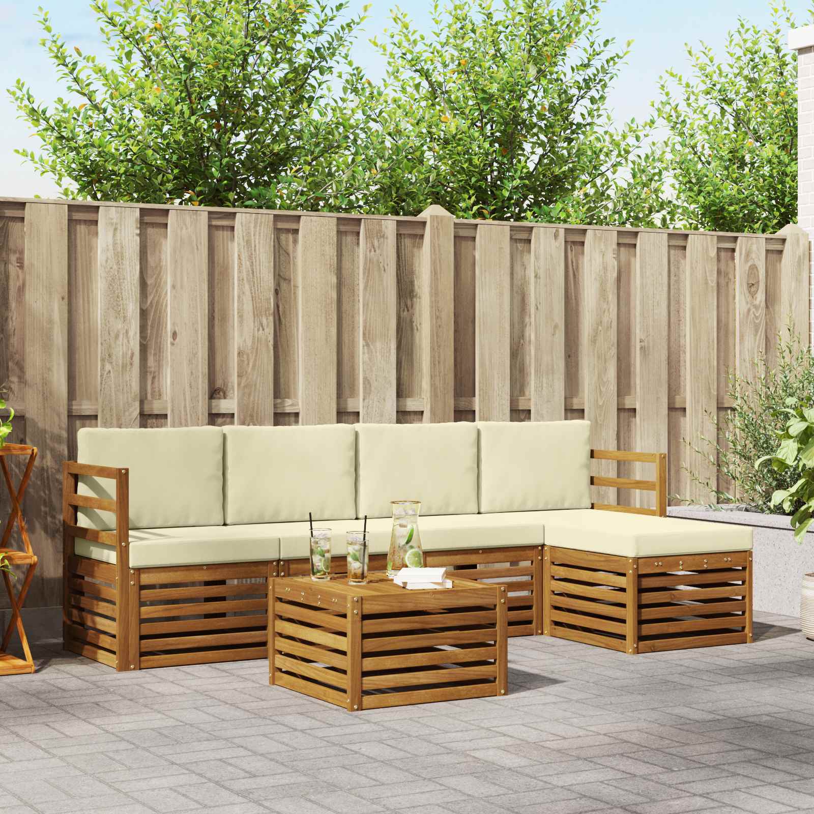 vidaXL Sofa-Sets 6 pcs Naturel Massief Acaciahout