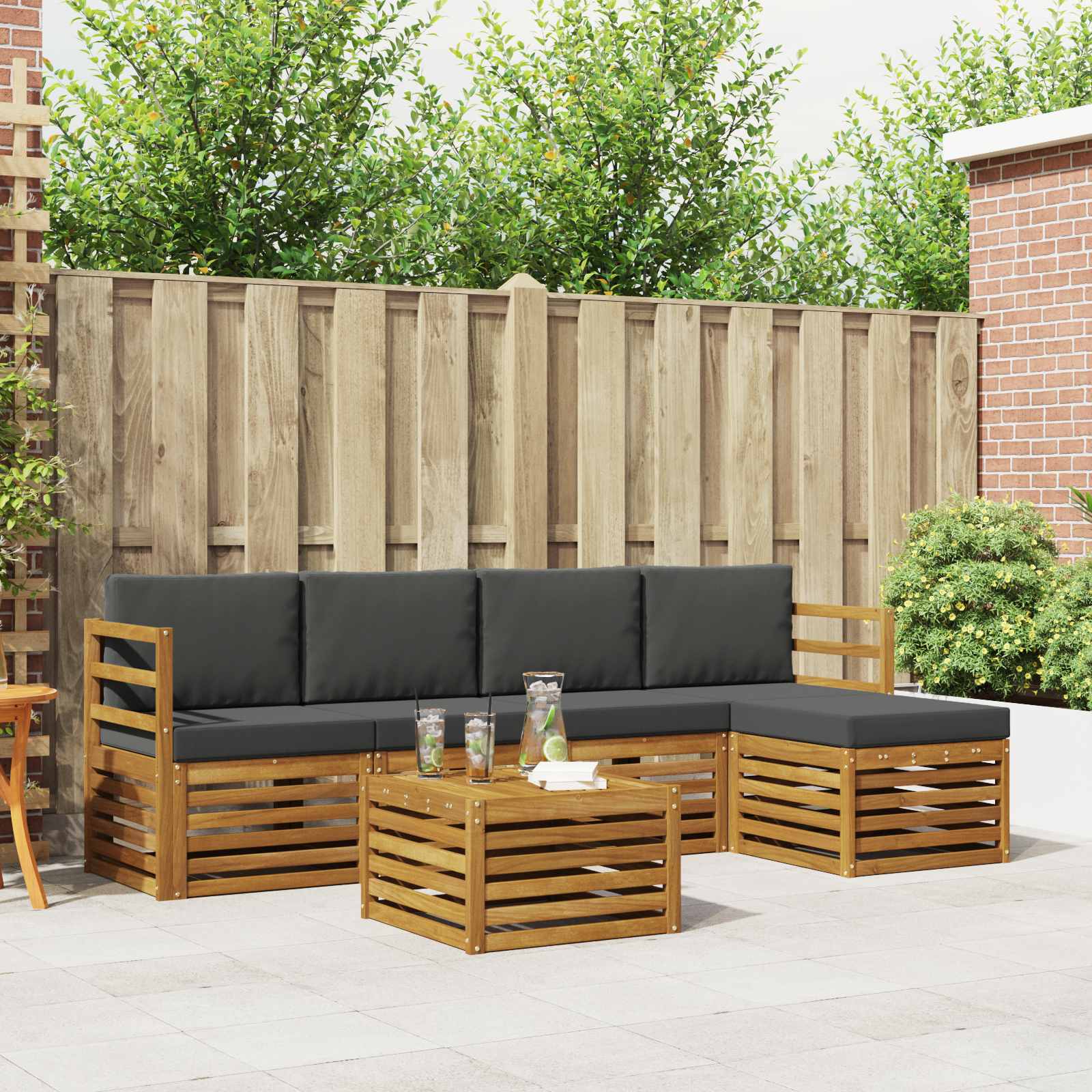 vidaXL Sofa-Sets 6 pcs Naturel Massief Acaciahout