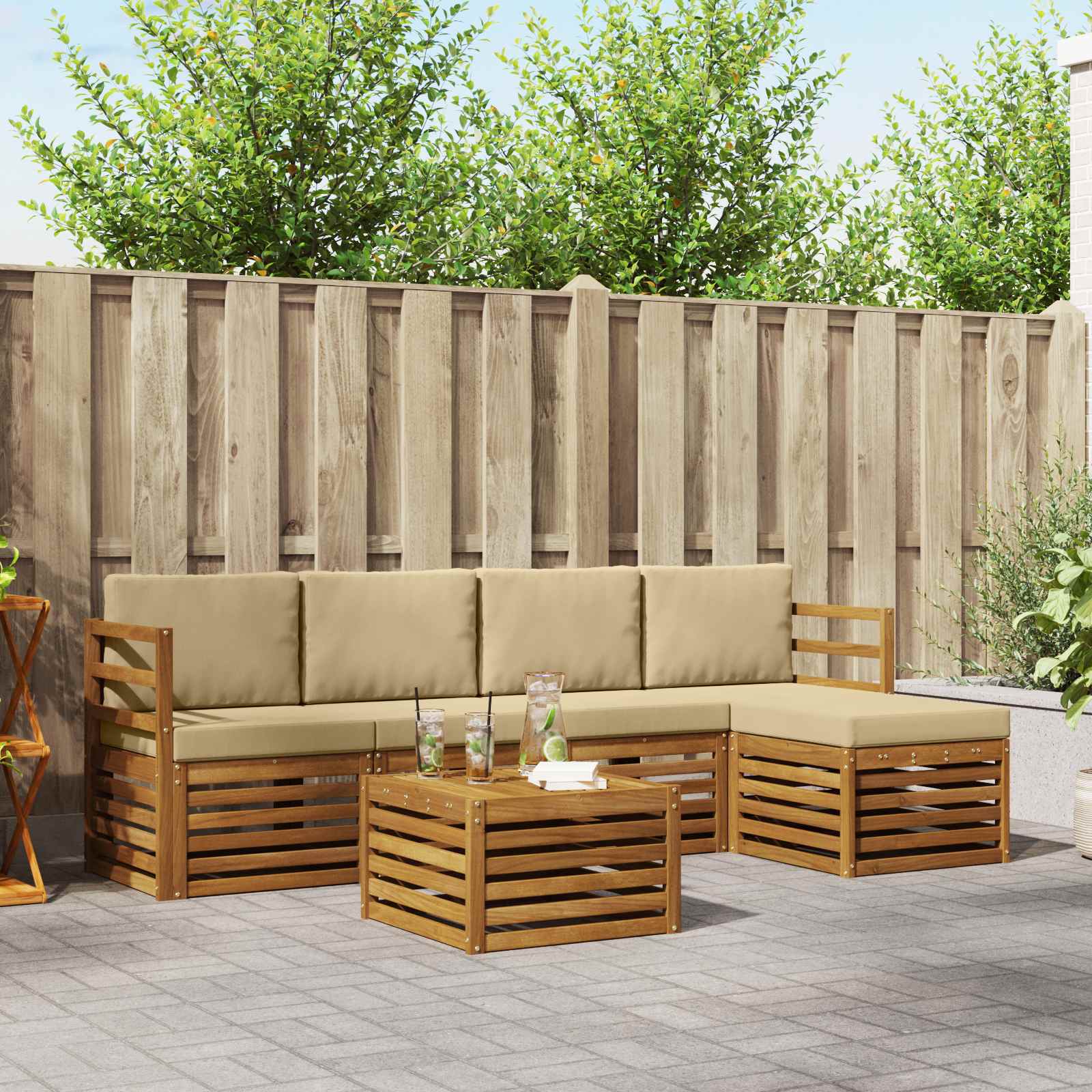 vidaXL Sofa-Sets 6 pcs Naturel Massief Acaciahout
