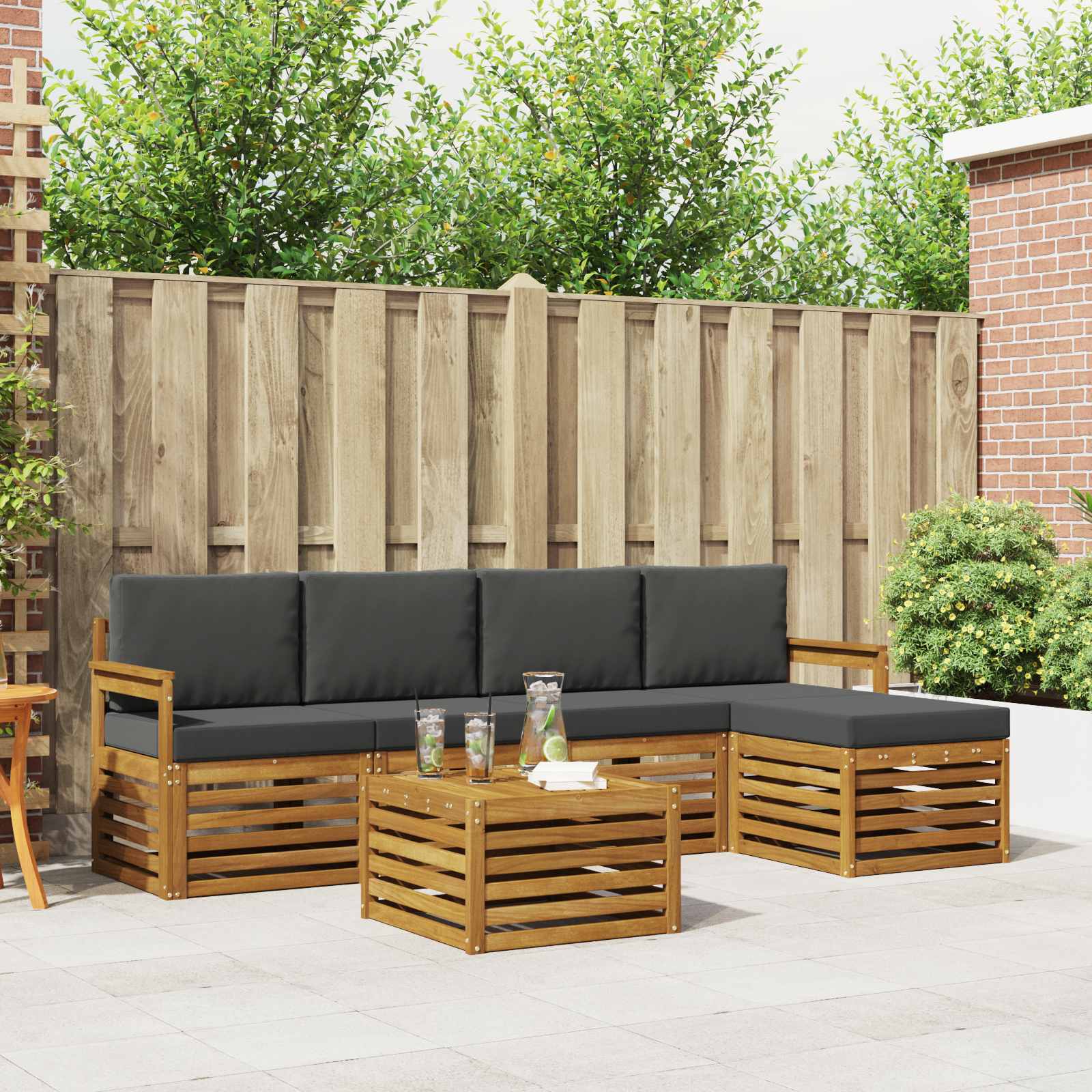 vidaXL Sofa-Sets 6 pcs Naturel Massief Acaciahout