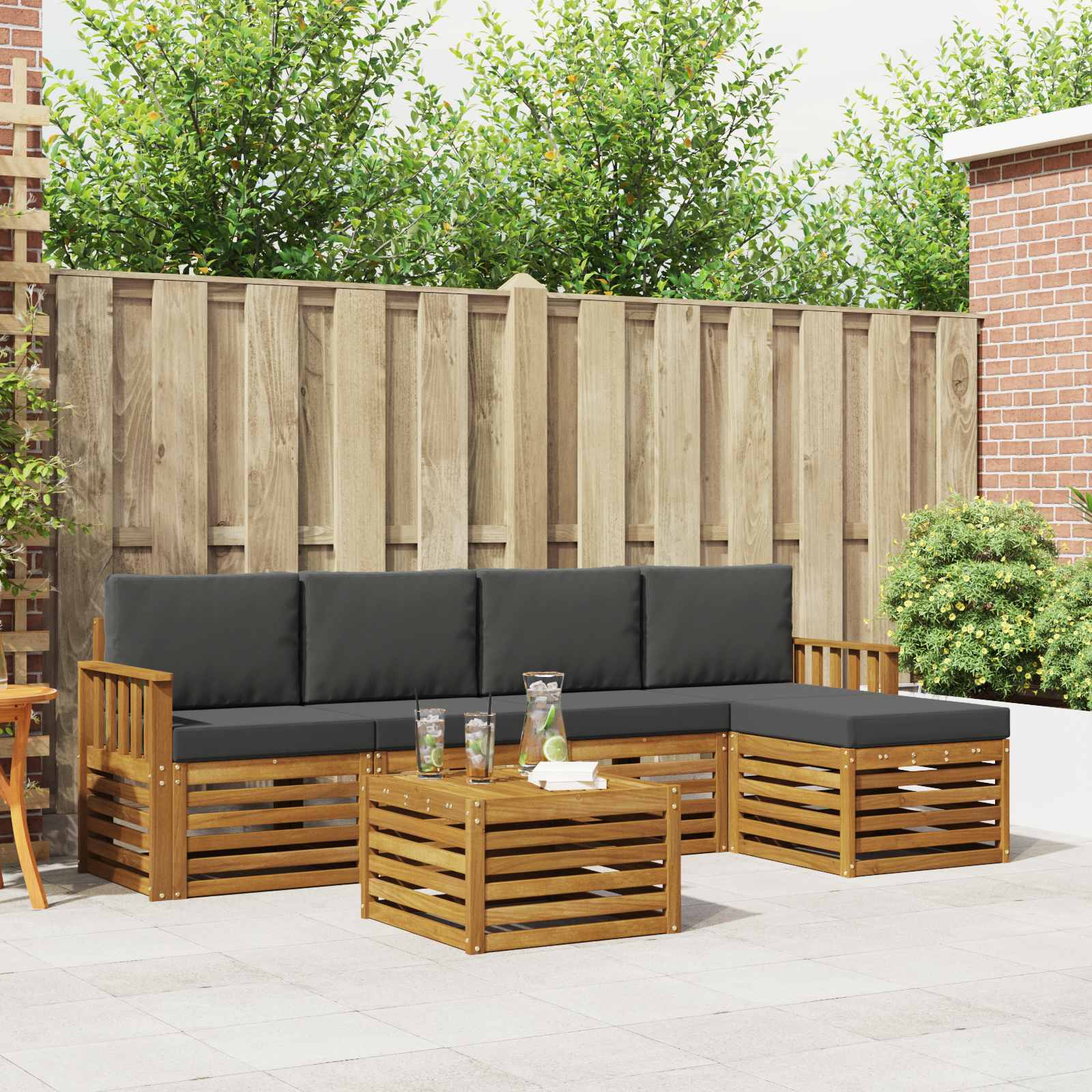 vidaXL Sofa-Sets 6 pcs Naturel Massief Acaciahout