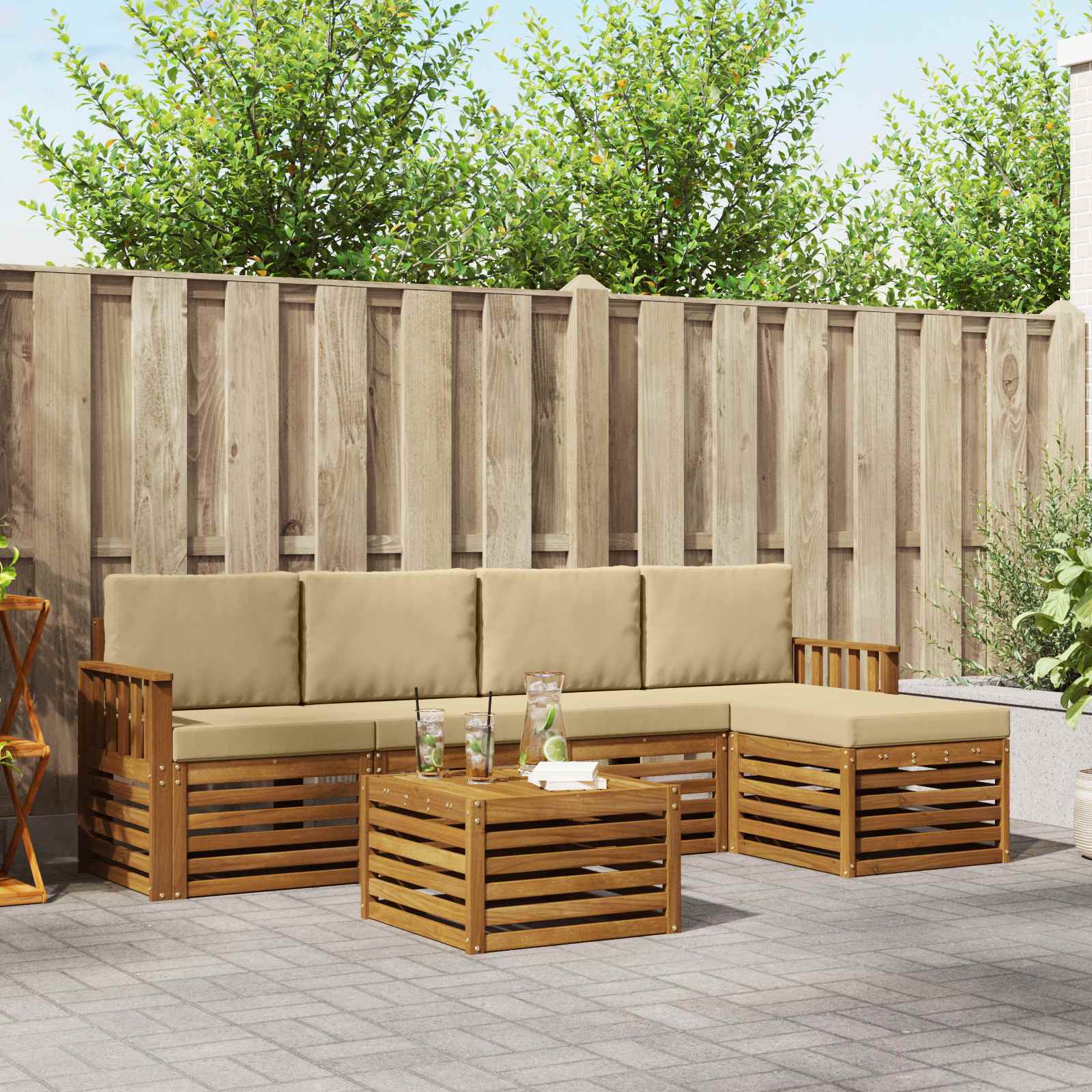vidaXL Sofa-Sets 6 pcs Naturel Massief Acaciahout