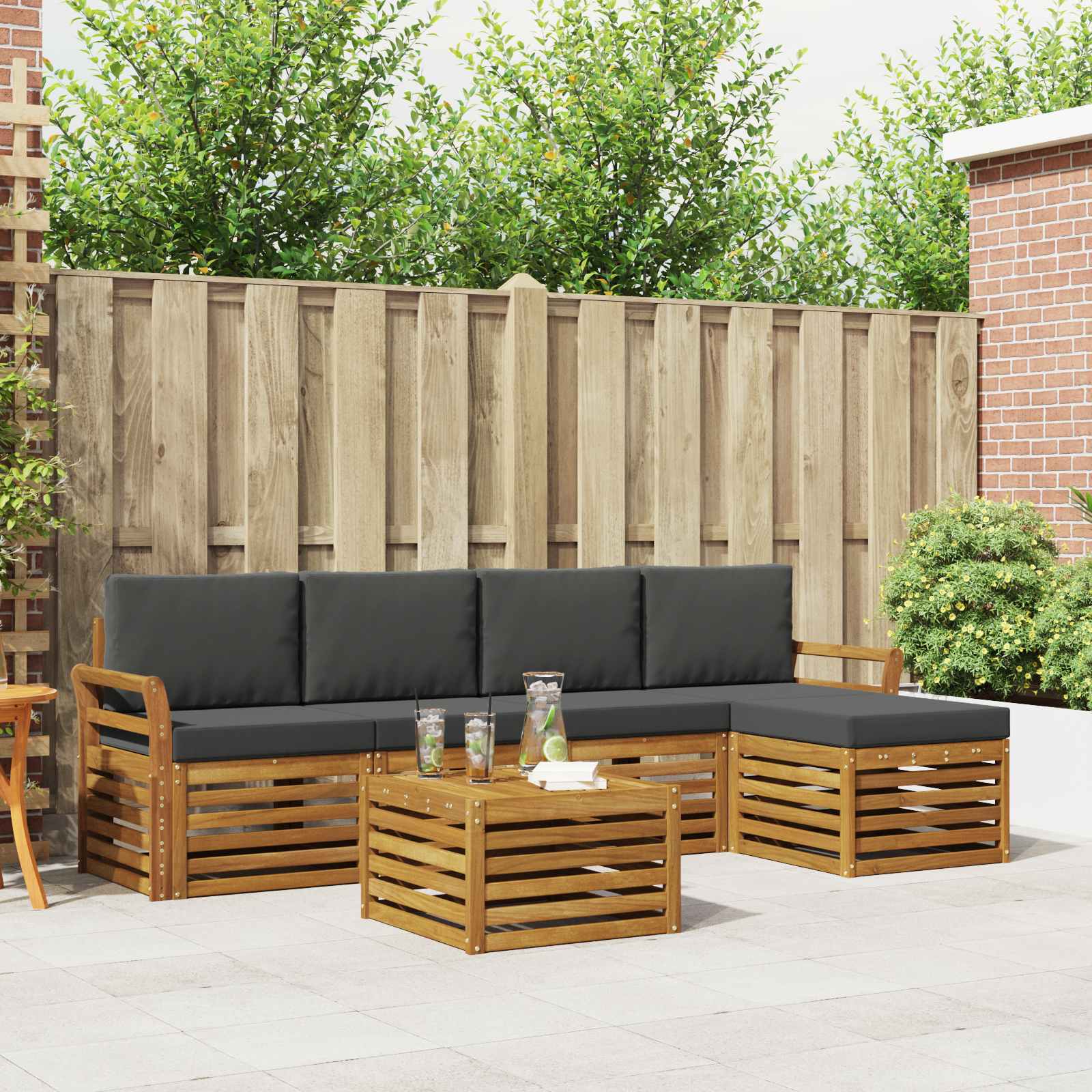 vidaXL Sofa-Sets 6 pcs Naturel Massief Acaciahout
