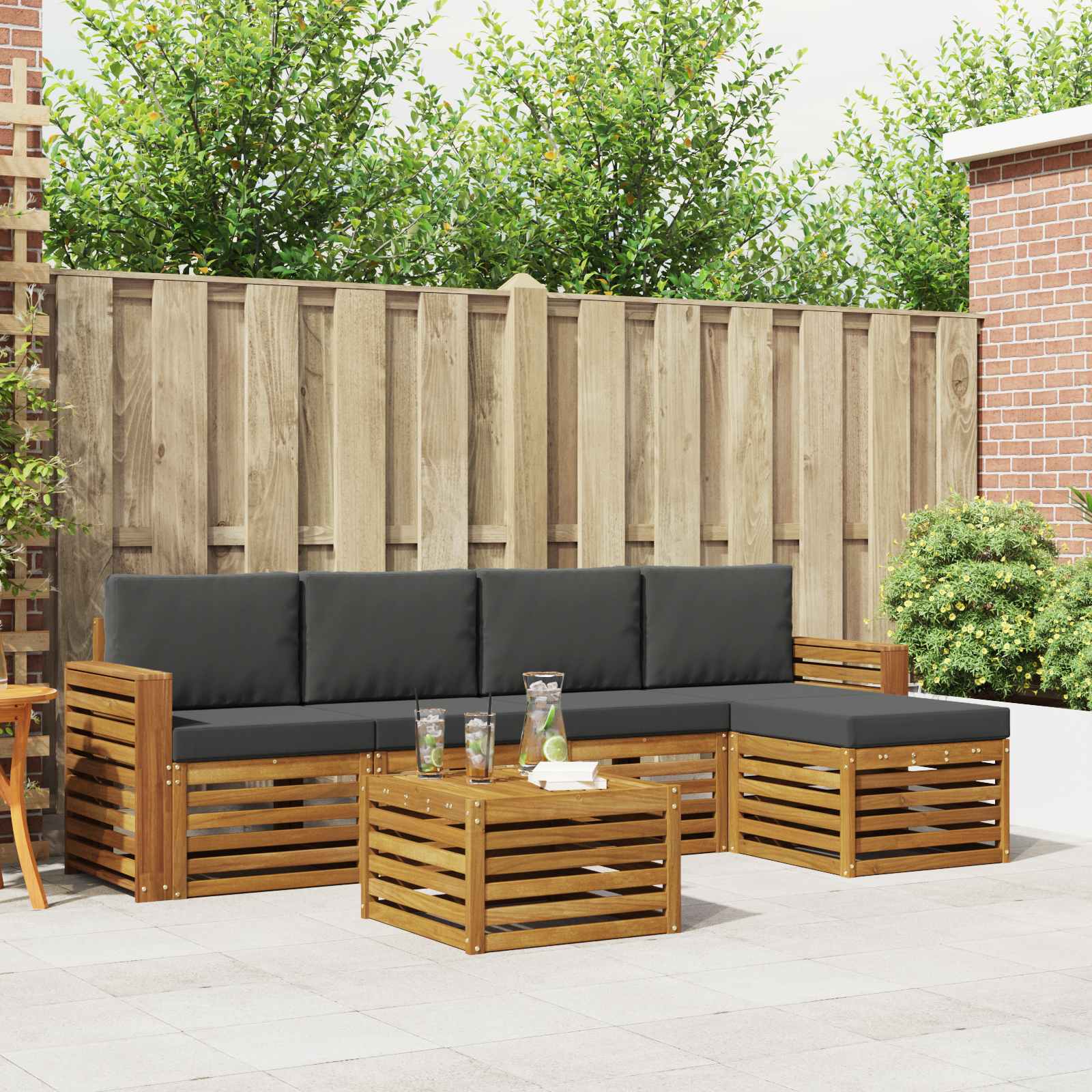 vidaXL Sofa-Sets 6 pcs Naturel Massief Acaciahout