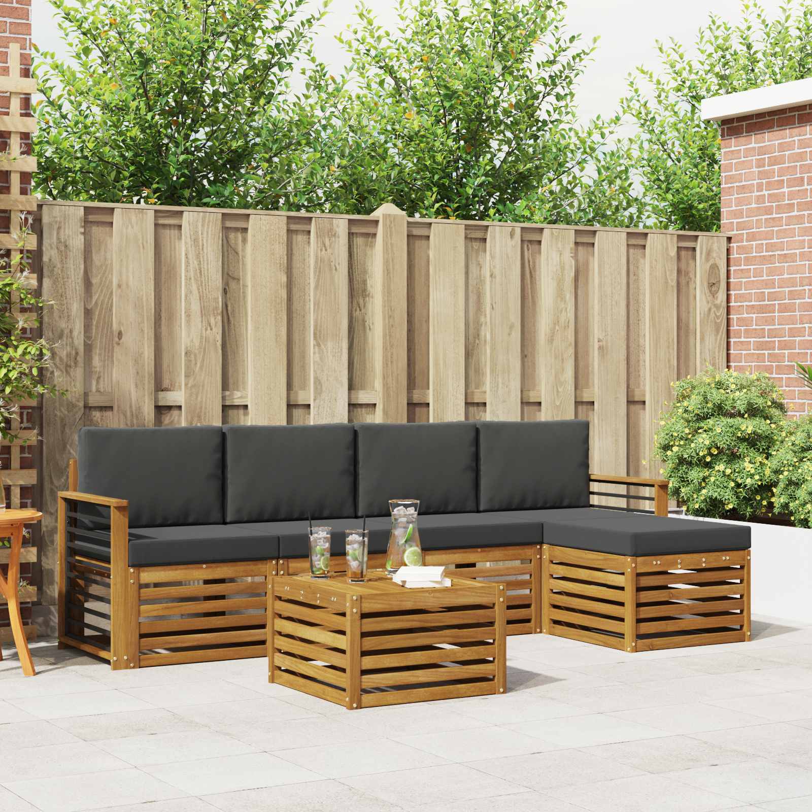 vidaXL Sofa-Sets 6 pcs Naturel Massief Acaciahout