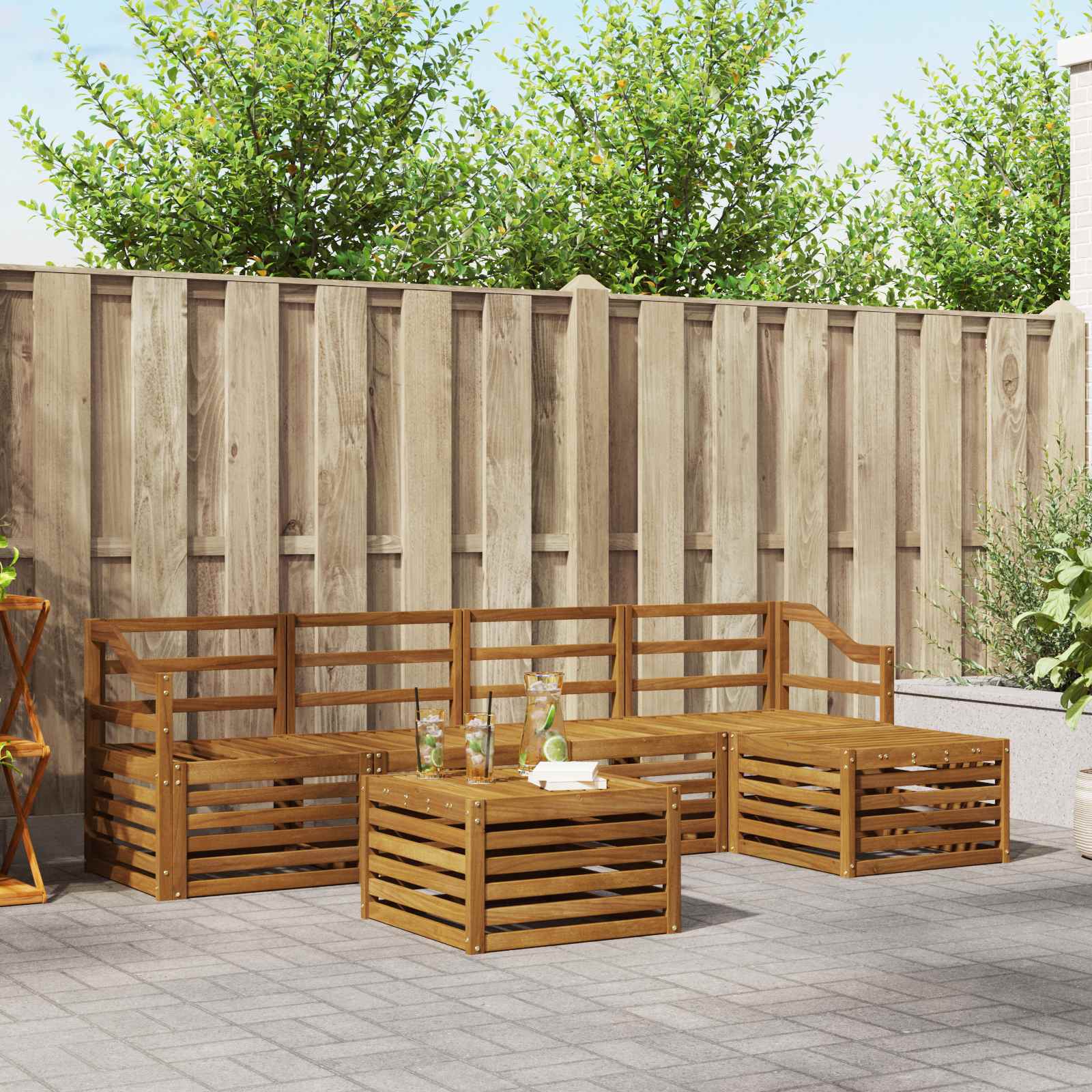 vidaXL Sofa-Sets 6 pcs Naturel Massief Acaciahout