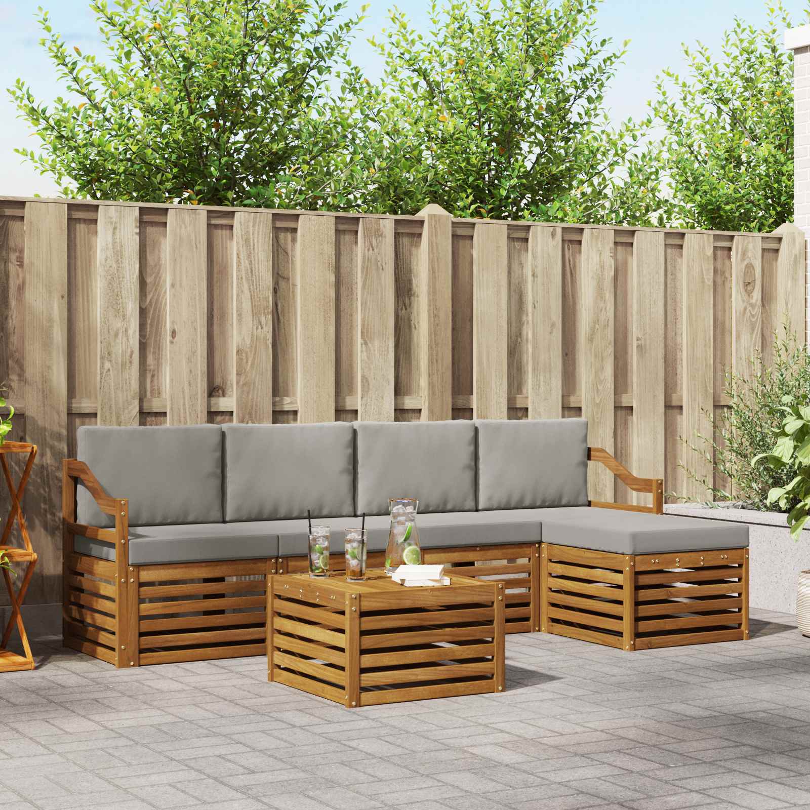 vidaXL Sofa-Sets 6 pcs Naturel Massief Acaciahout