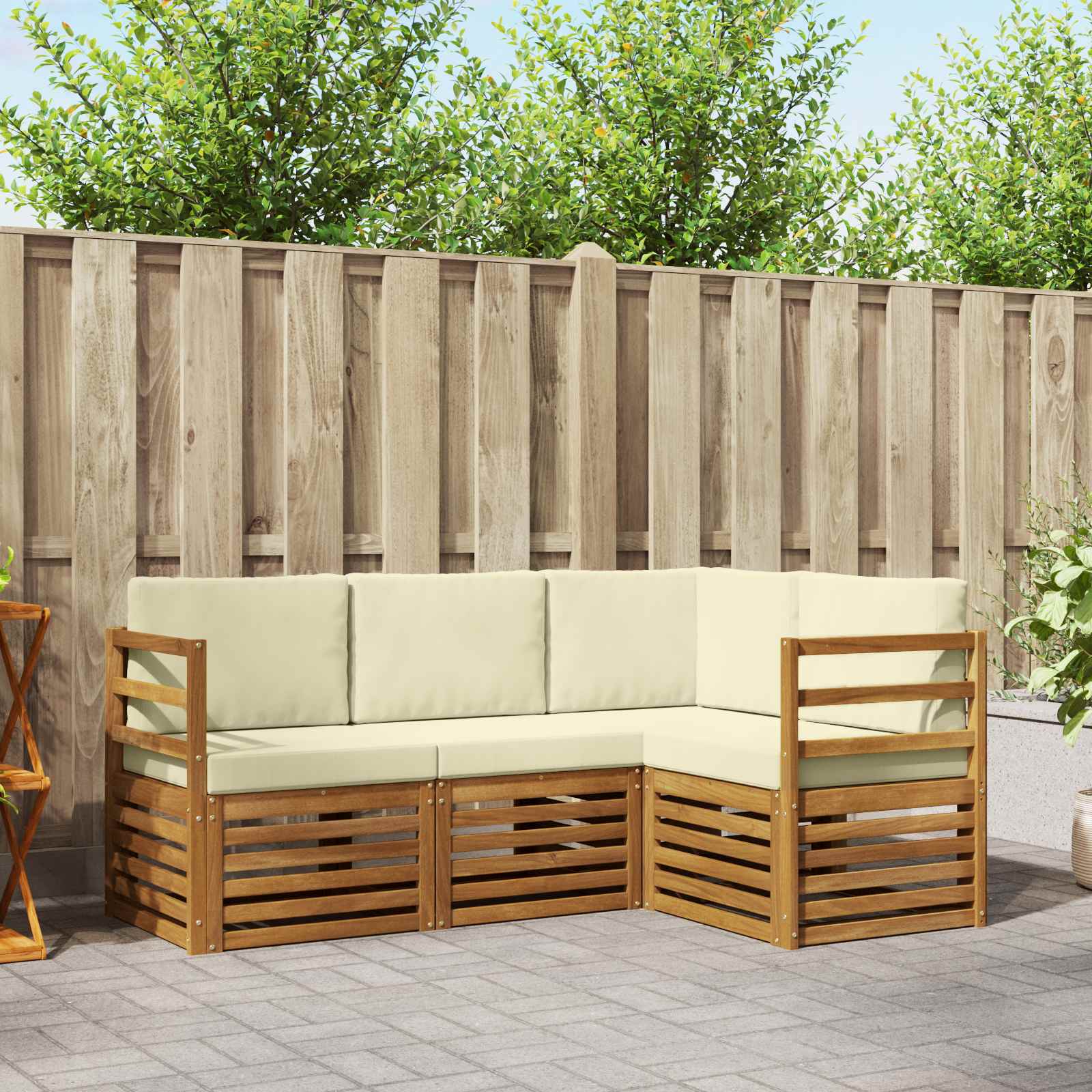 vidaXL Sofa-Sets 4 pcs Naturel Massief Acaciahout
