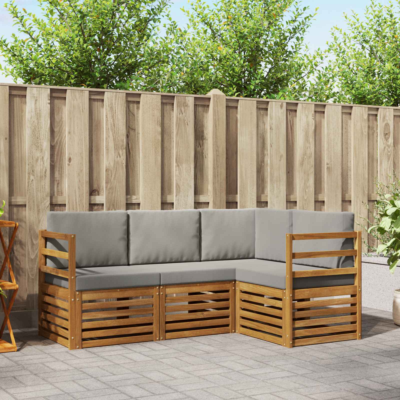 vidaXL Sofa-Sets 4 pcs Naturel Massief Acaciahout