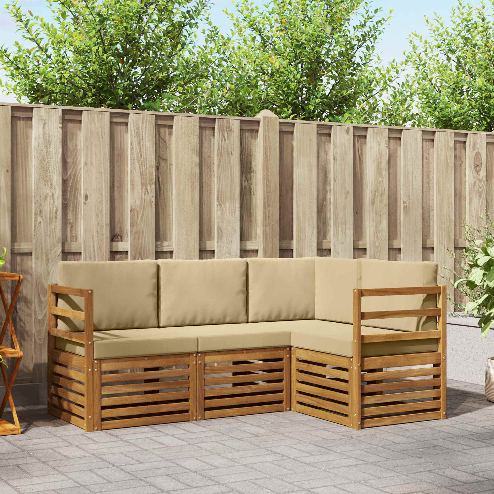 vidaXL Sofa-Sets 4 pcs Naturel Massief Acaciahout