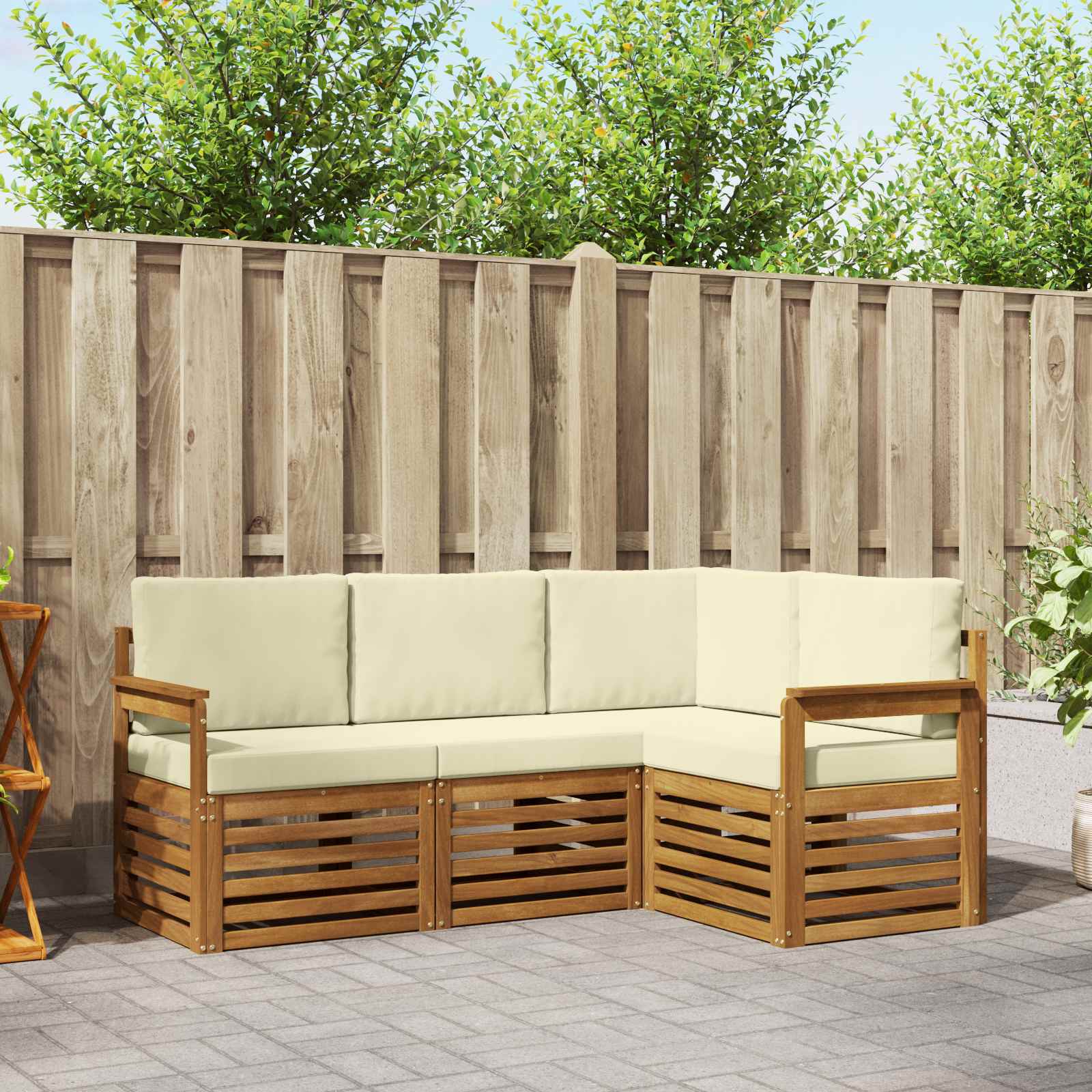 vidaXL Sofa-Sets 4 pcs Naturel Massief Acaciahout