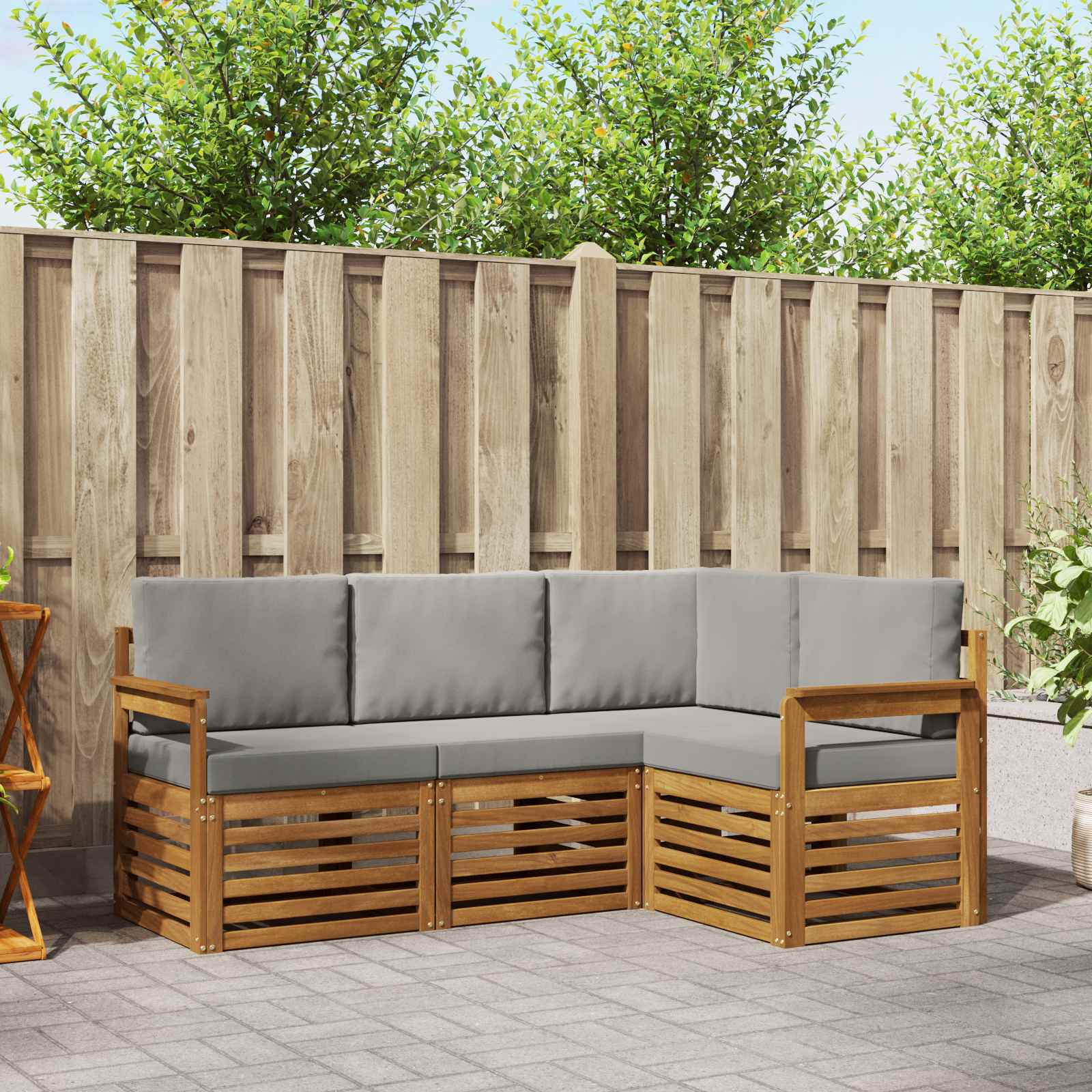 vidaXL Sofa-Sets 4 pcs Naturel Massief Acaciahout