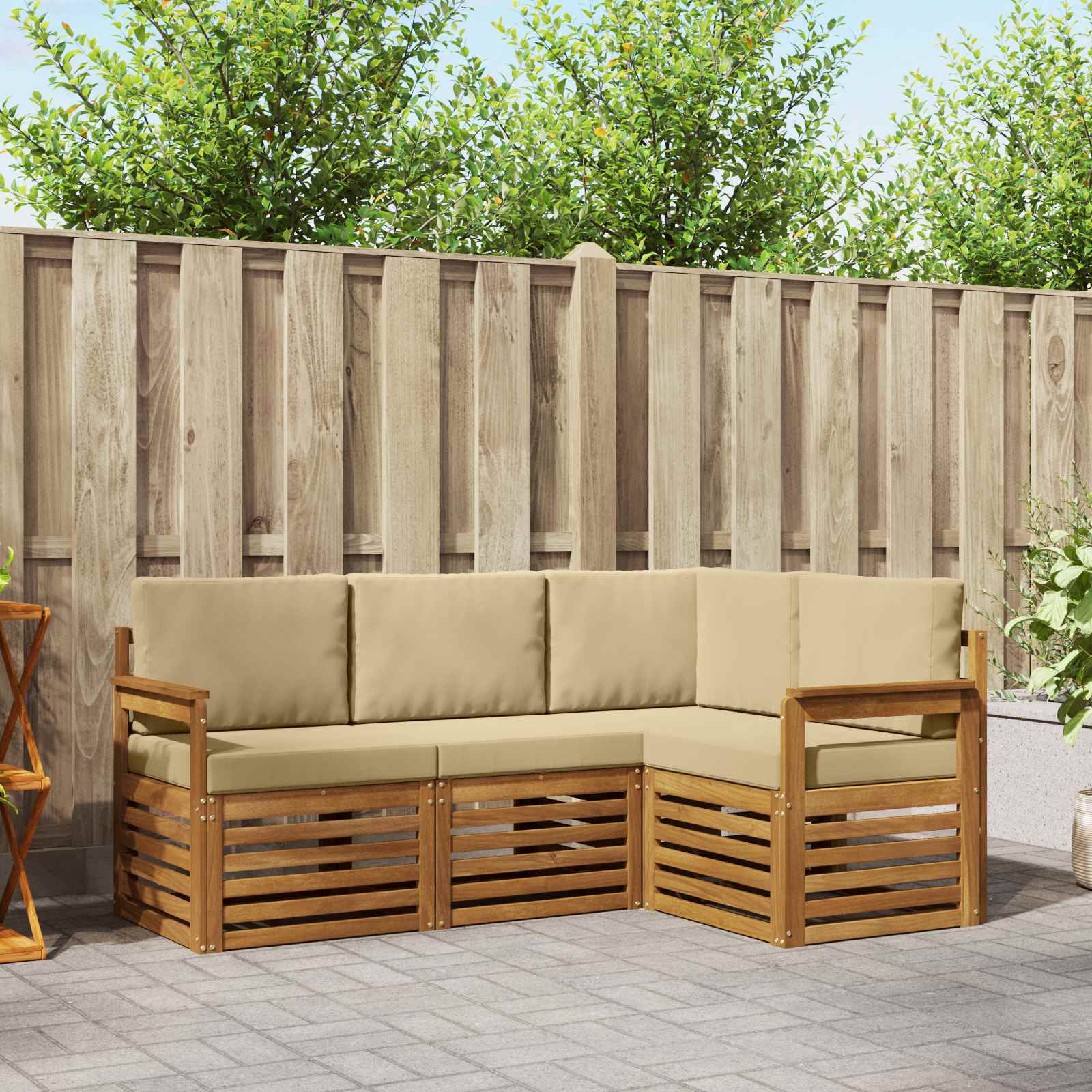 vidaXL Sofa-Sets 4 pcs Naturel Massief Acaciahout