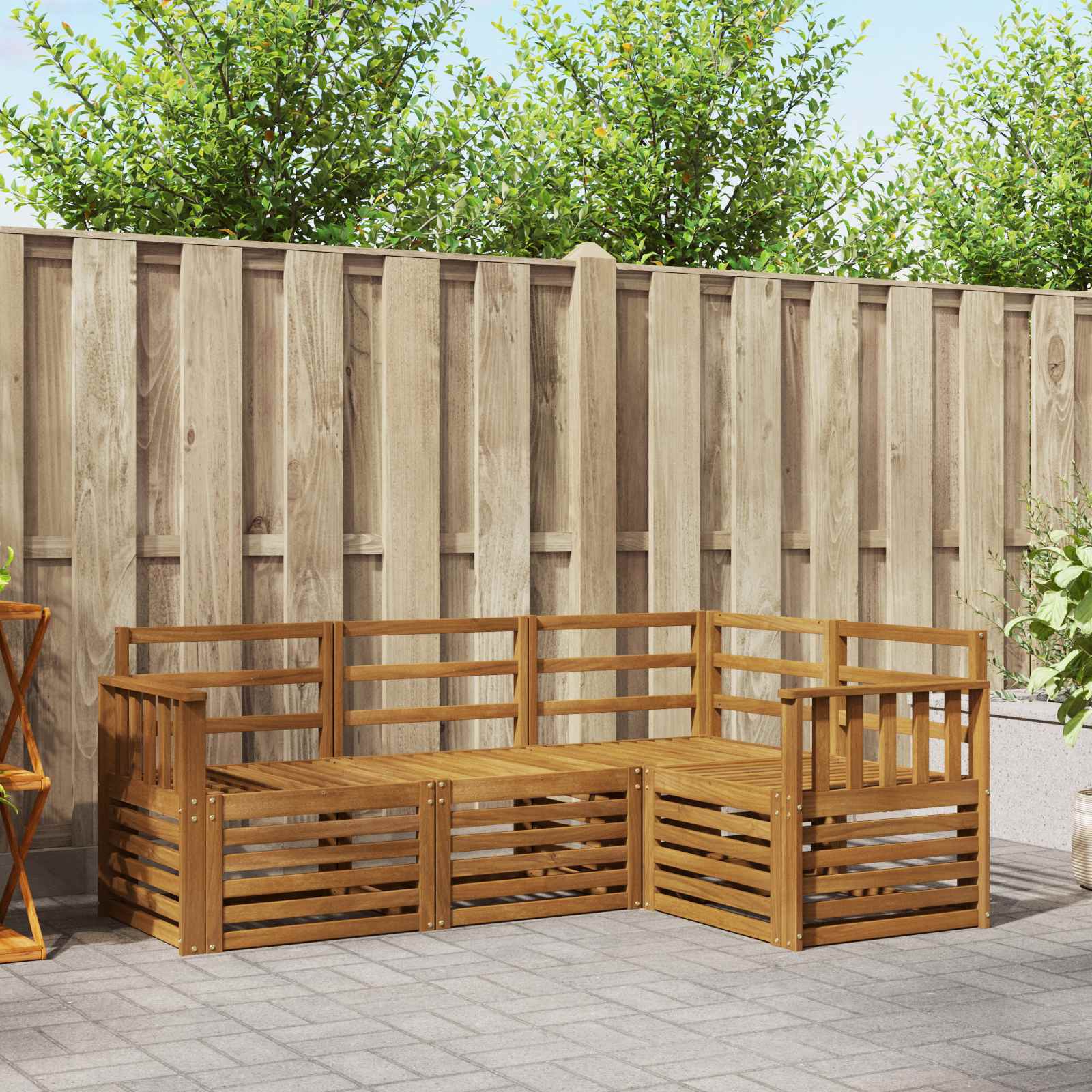 vidaXL Sofa-Sets 4 pcs Naturel Massief Acaciahout