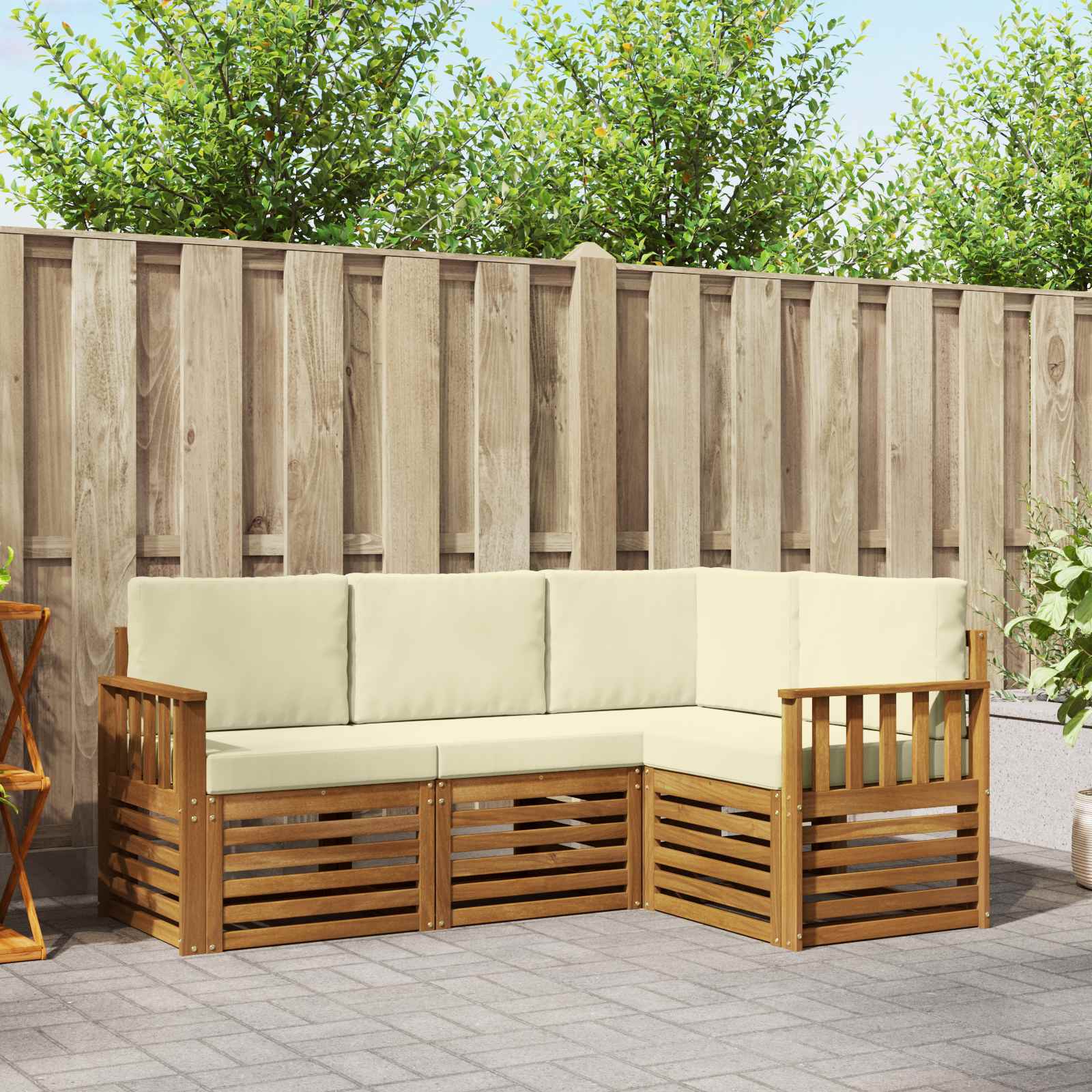 vidaXL Sofa-Sets 4 pcs Naturel Massief Acaciahout
