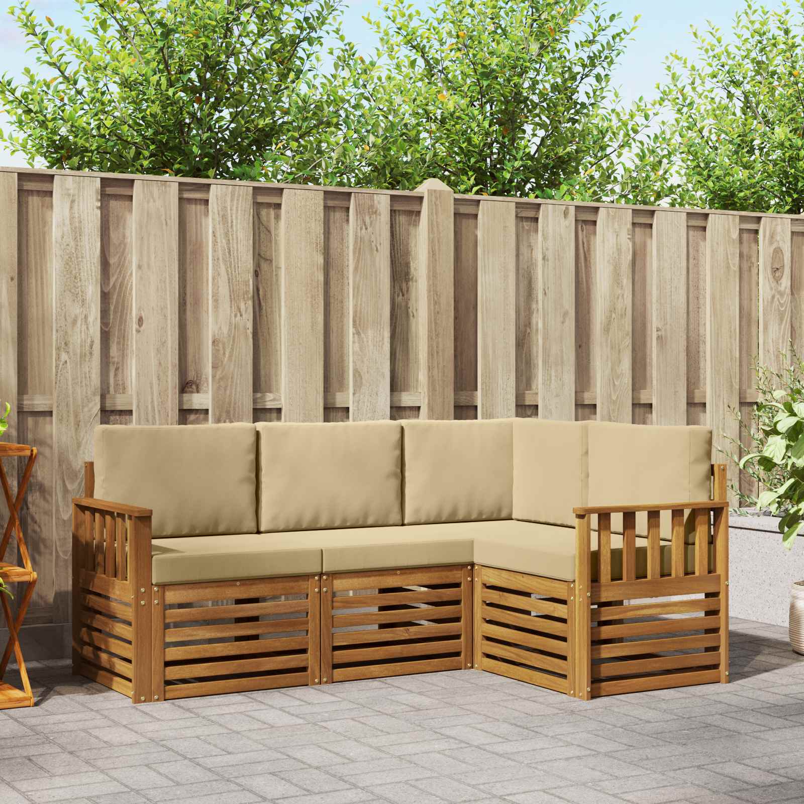 vidaXL Sofa-Sets 4 pcs Naturel Massief Acaciahout
