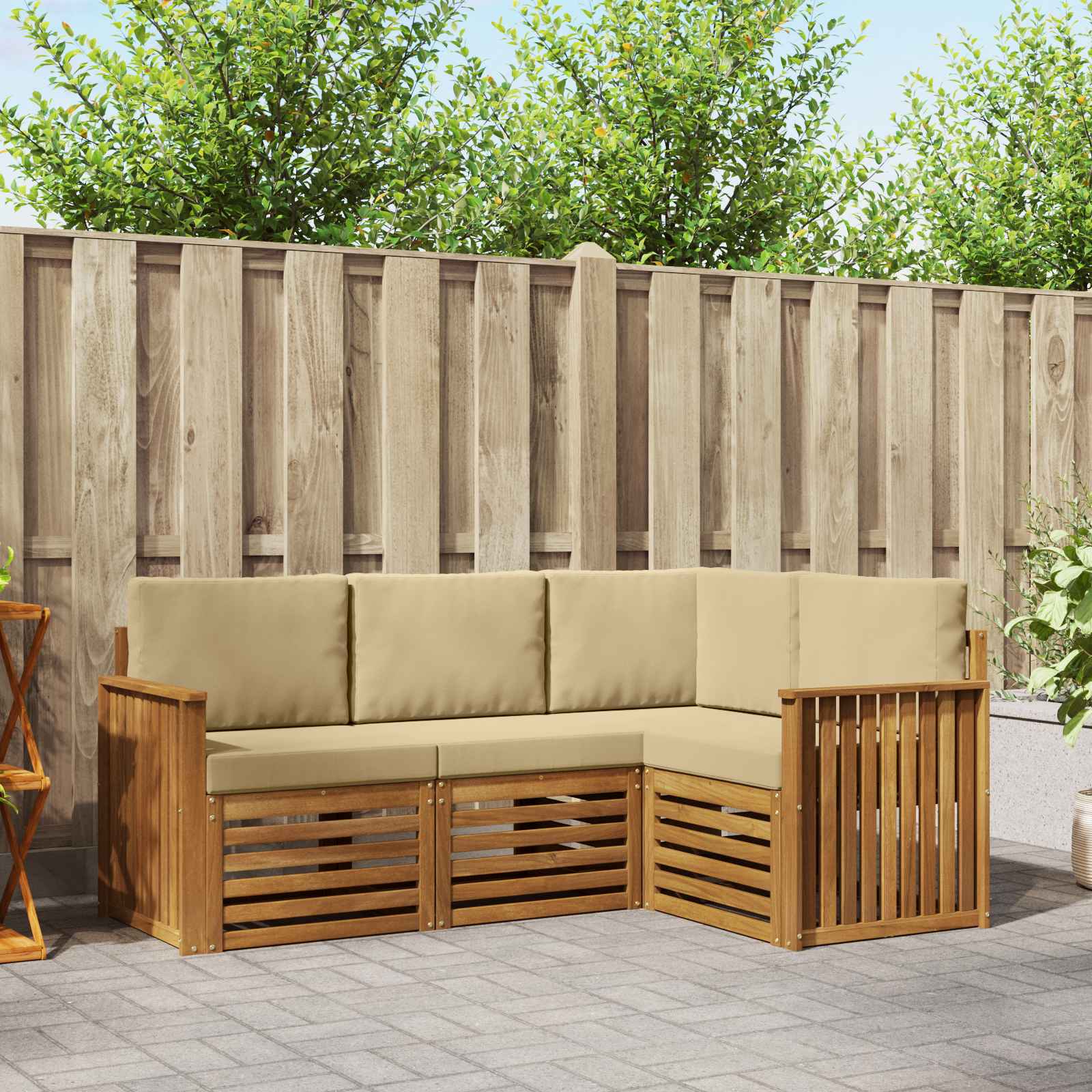vidaXL Sofa-Sets 4 pcs Naturel Massief Acaciahout