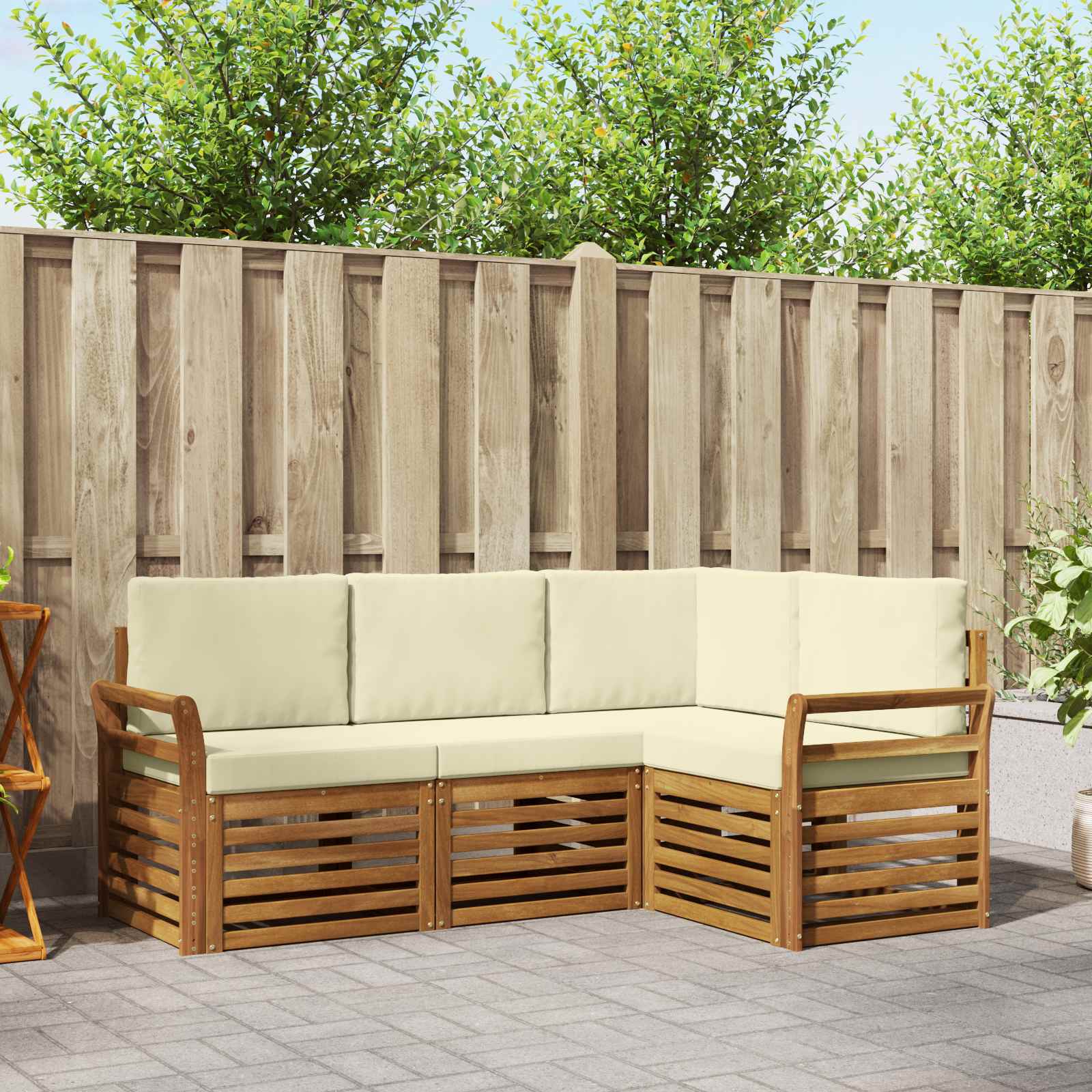 vidaXL Sofa-Sets 4 pcs Naturel Massief Acaciahout