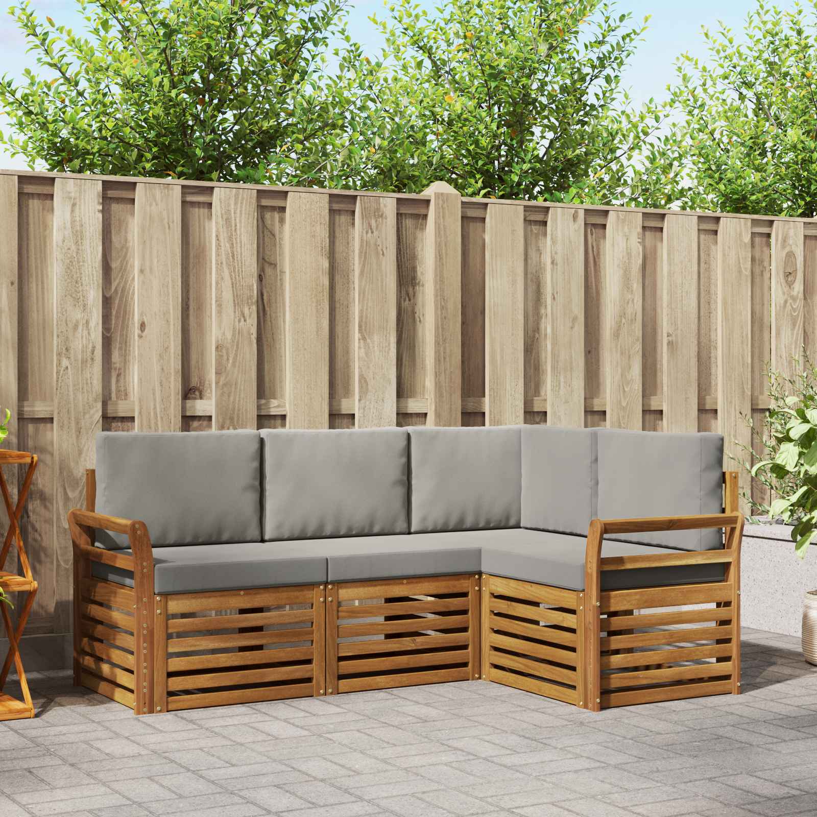 vidaXL Sofa-Sets 4 pcs Naturel Massief Acaciahout