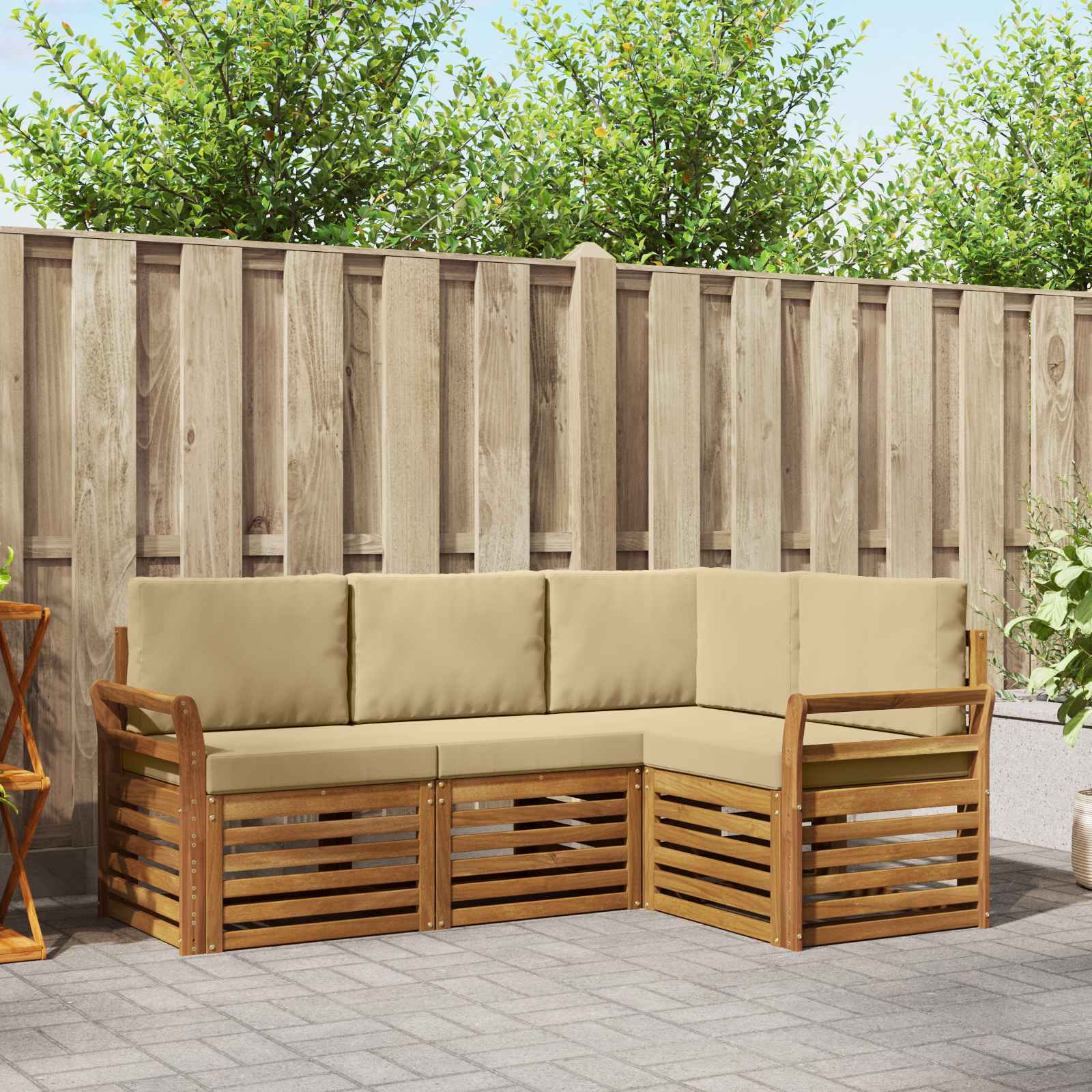 vidaXL Sofa-Sets 4 pcs Naturel Massief Acaciahout