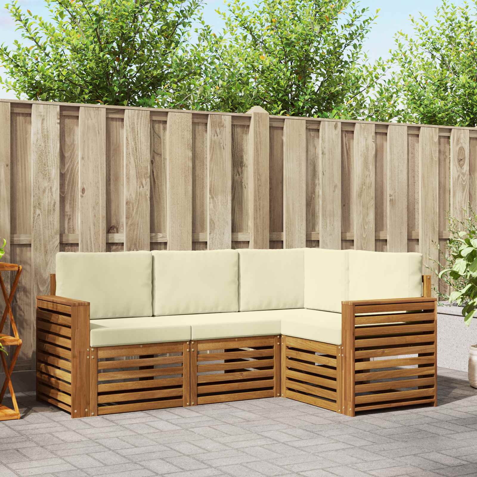 vidaXL Sofa-Sets 4 pcs Naturel Massief Acaciahout