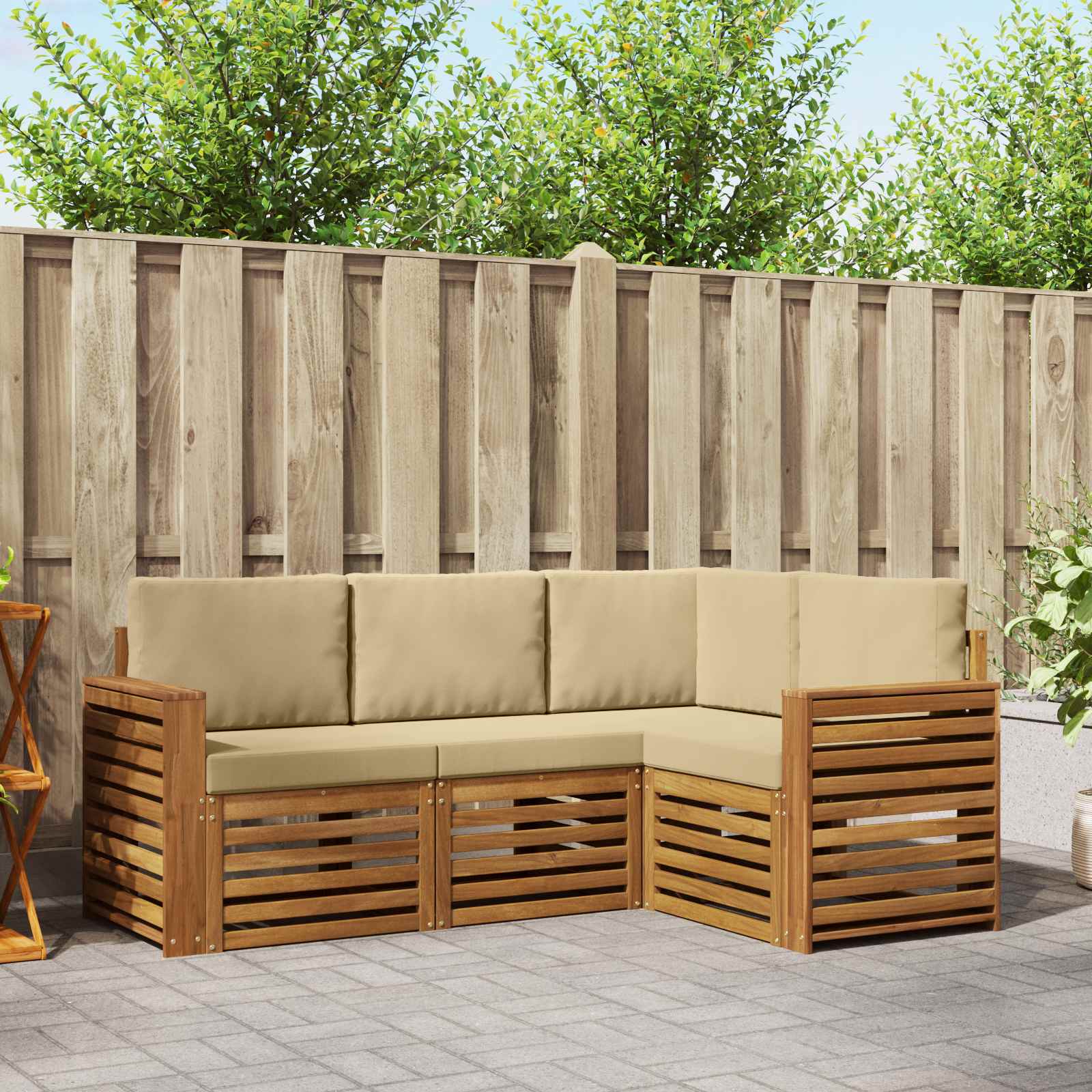 vidaXL Sofa-Sets 4 pcs Naturel Massief Acaciahout