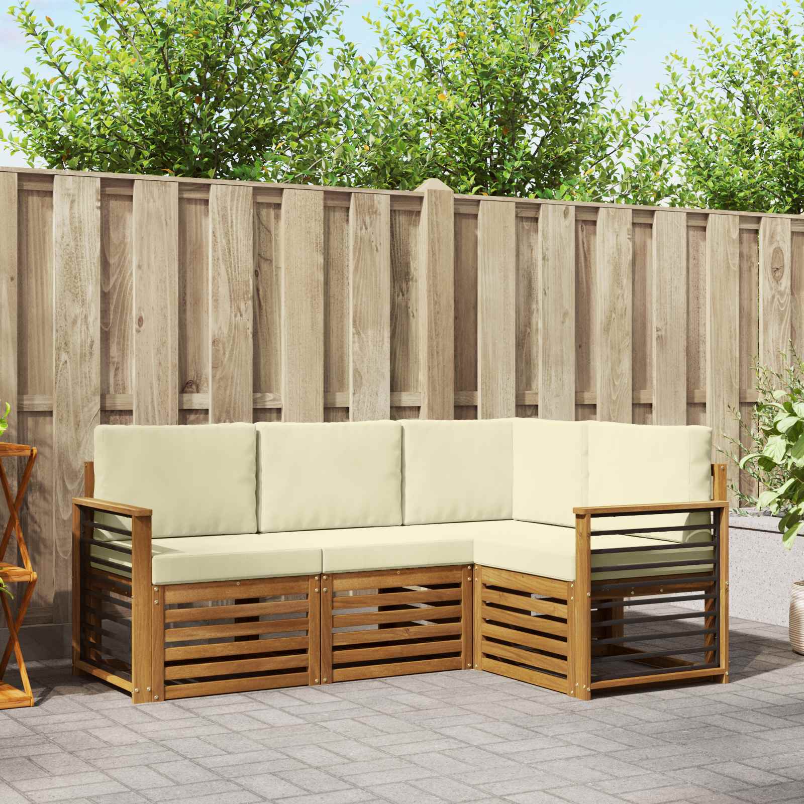 vidaXL Sofa-Sets 4 pcs Naturel Massief Acaciahout