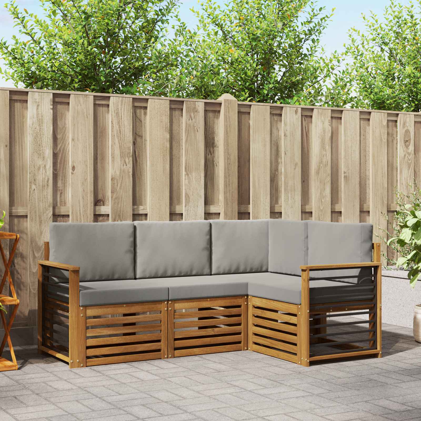 vidaXL Sofa-Sets 4 pcs Naturel Massief Acaciahout