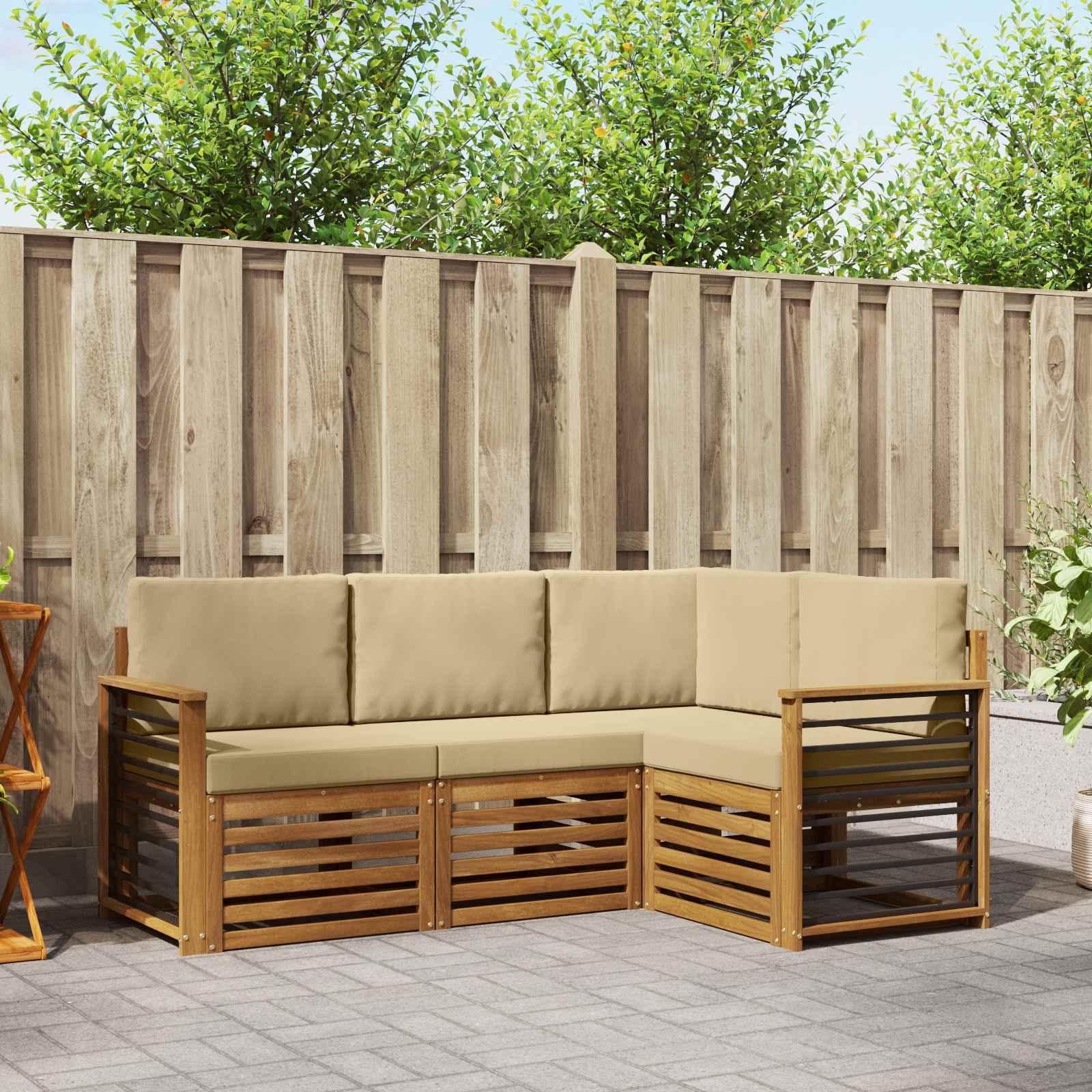vidaXL Sofa-Sets 4 pcs Naturel Massief Acaciahout