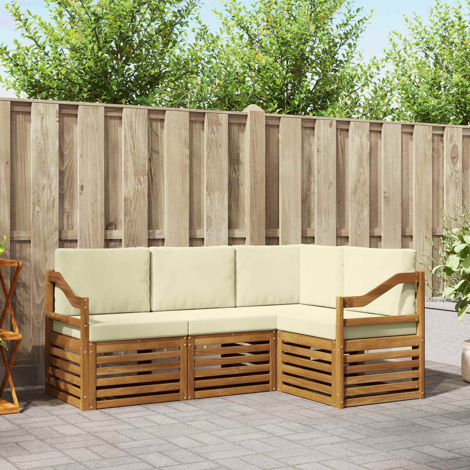vidaXL Sofa-Sets 4 pcs Naturel Massief Acaciahout