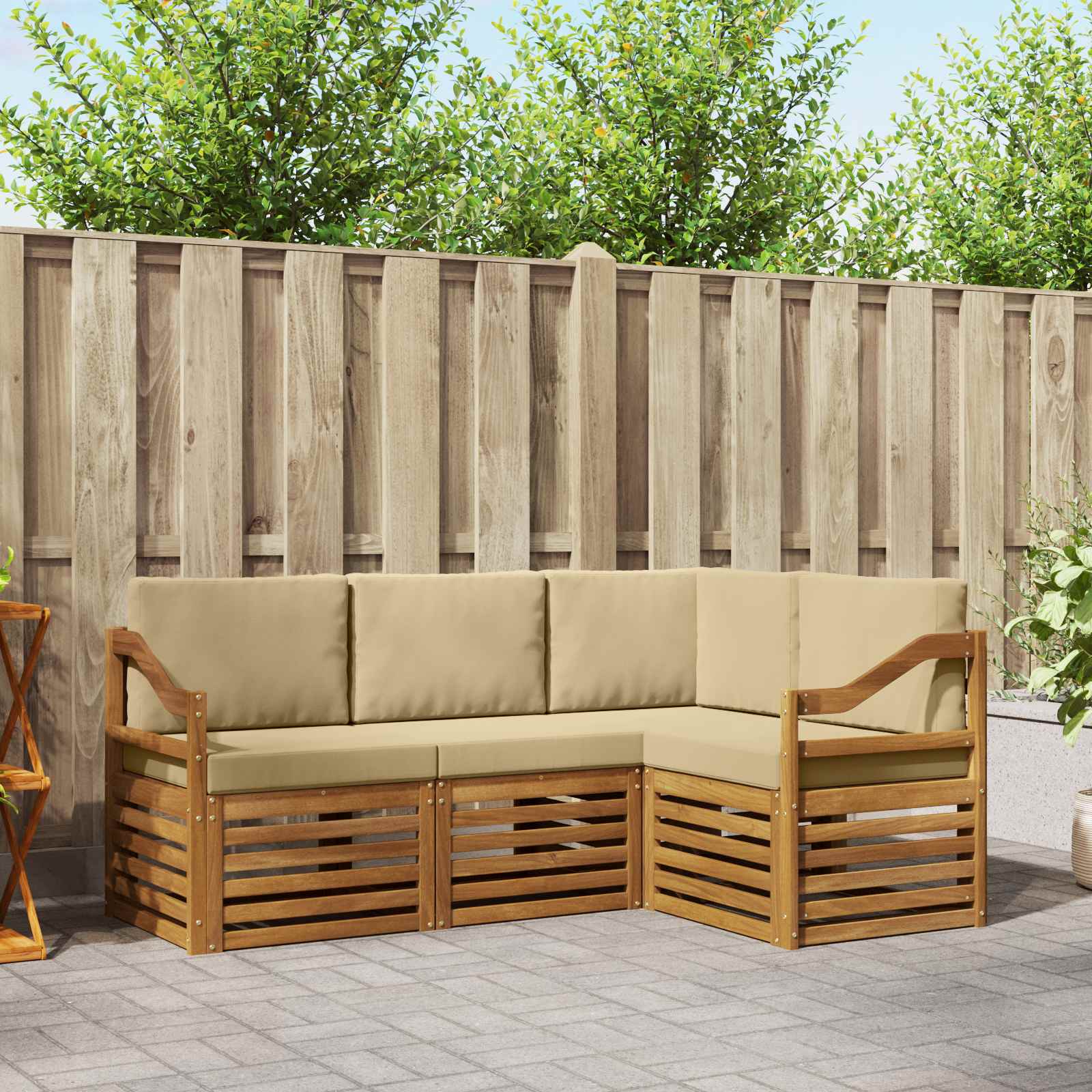 vidaXL Sofa-Sets 4 pcs Naturel Massief Acaciahout