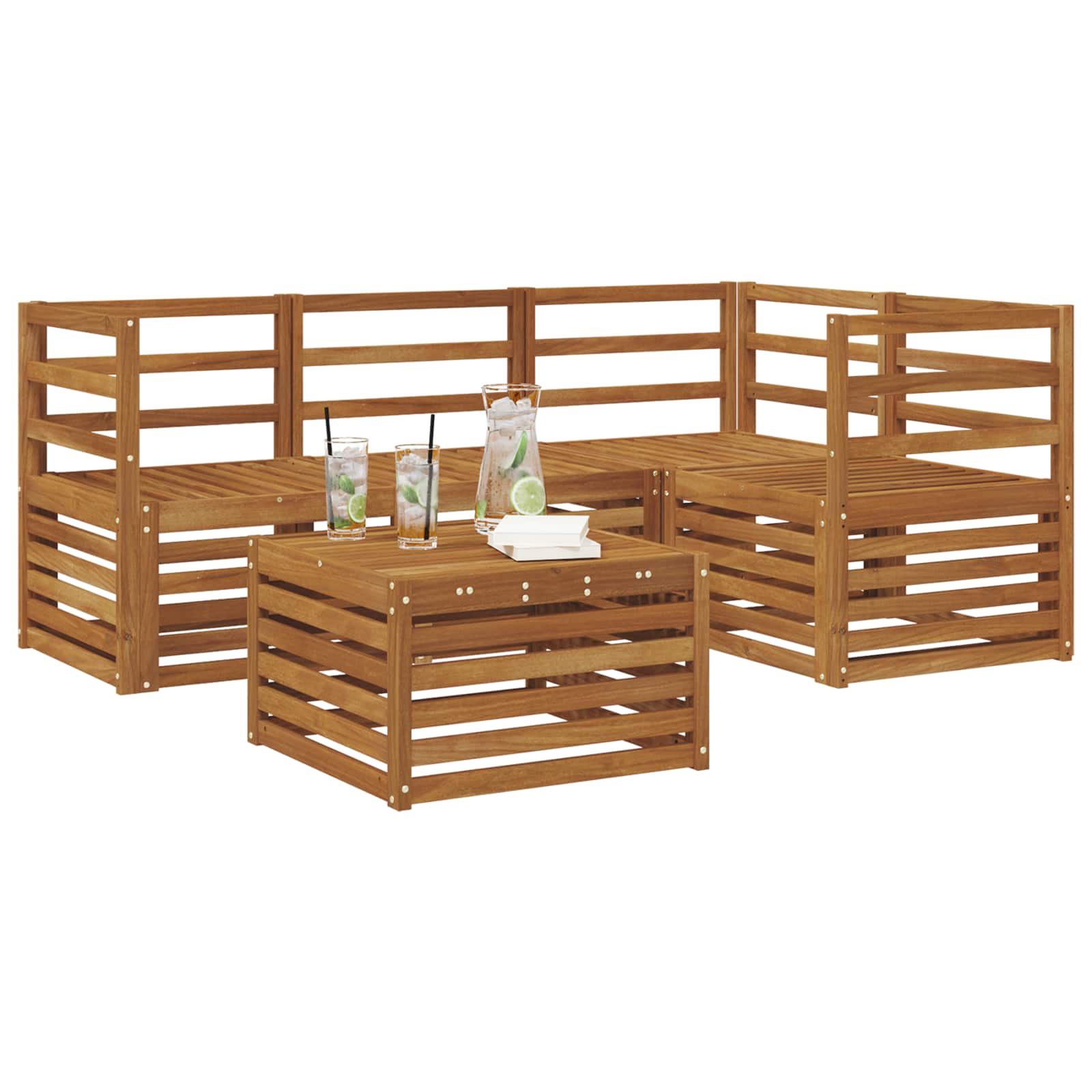 vidaXL Sofa-Sets 5 pcs Naturel Massief Acaciahout