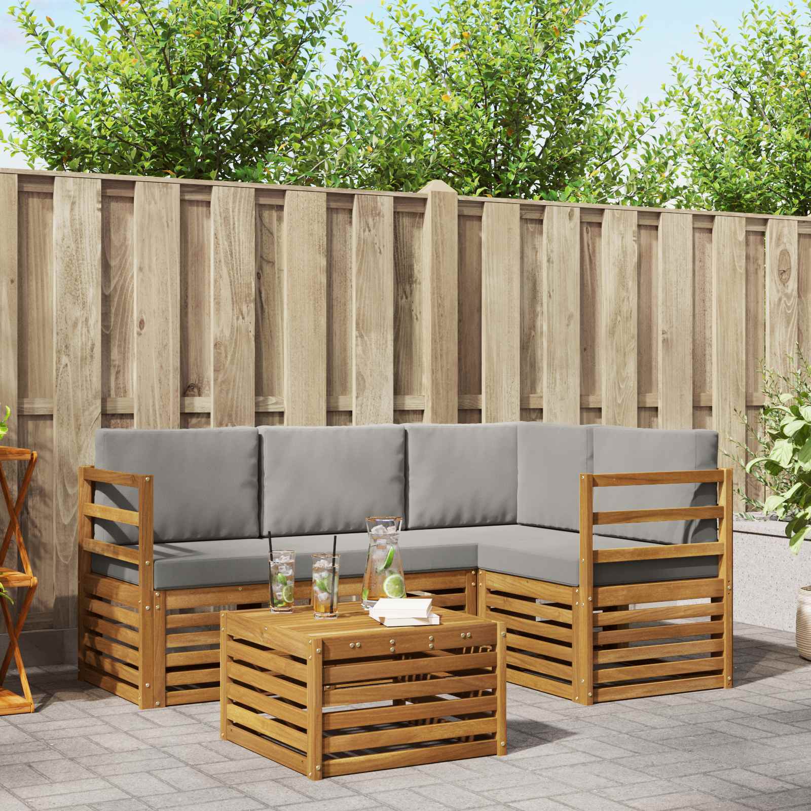 vidaXL Sofa-Sets 5 pcs Naturel Massief Acaciahout