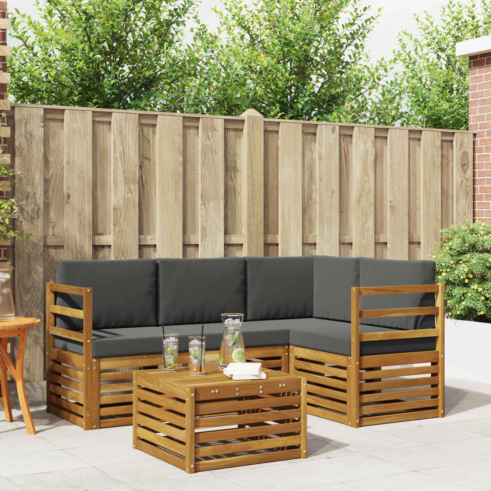 vidaXL Sofa-Sets 5 pcs Naturel Massief Acaciahout