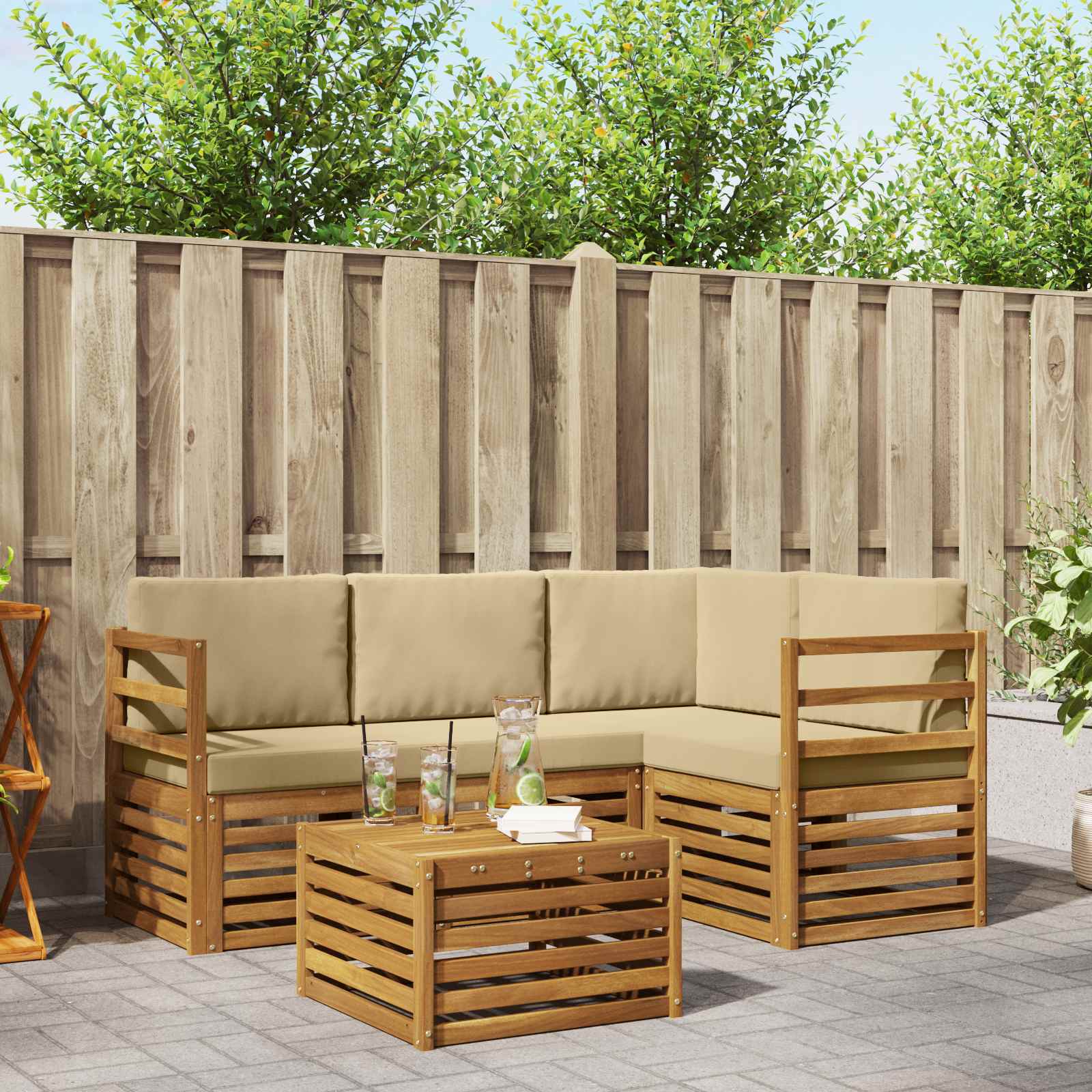 vidaXL Sofa-Sets 5 pcs Naturel Massief Acaciahout