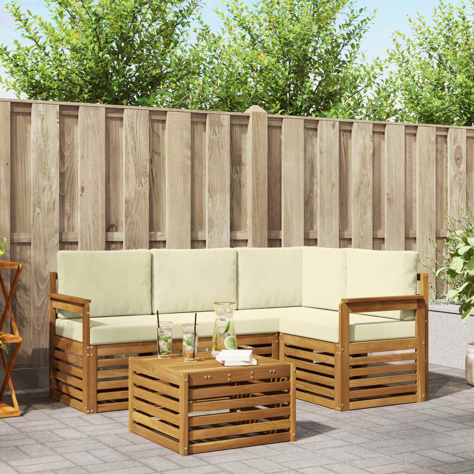 vidaXL Sofa-Sets 5 pcs Naturel Massief Acaciahout