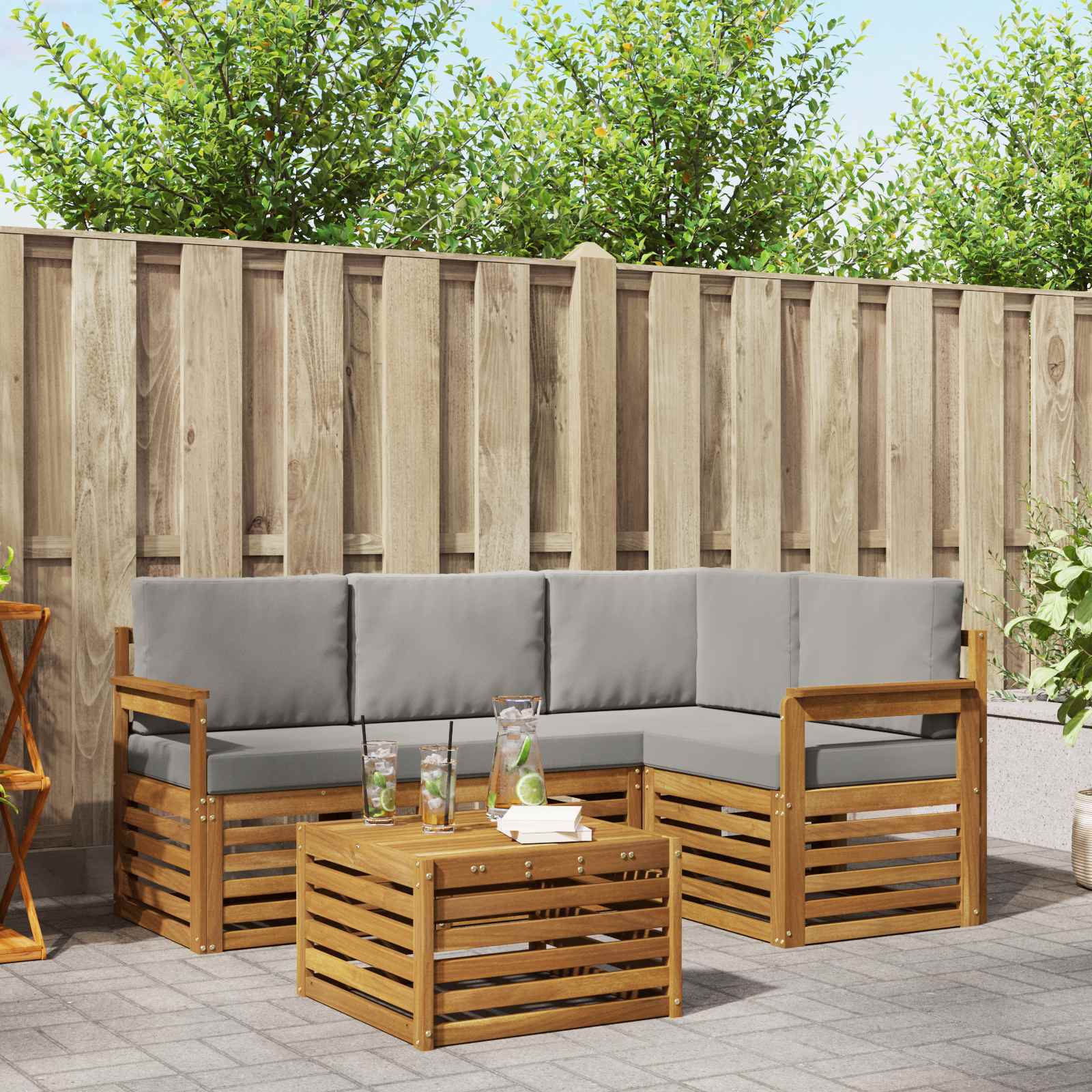 vidaXL Sofa-Sets 5 pcs Naturel Massief Acaciahout