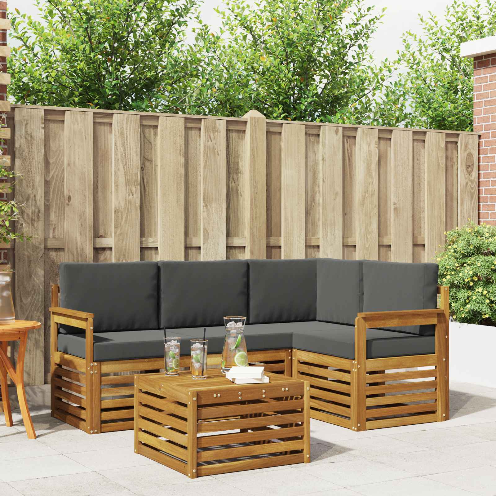 vidaXL Sofa-Sets 5 pcs Naturel Massief Acaciahout