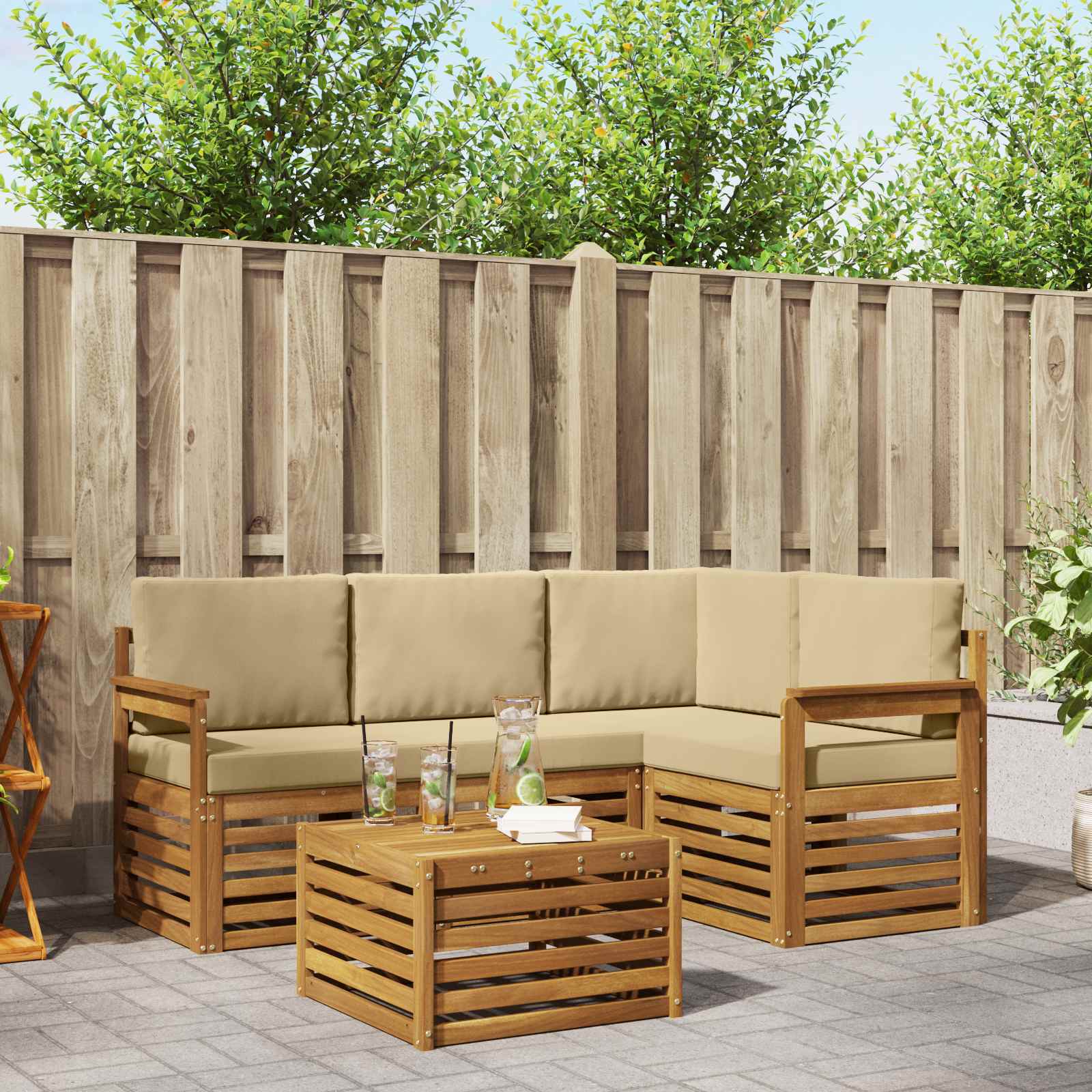 vidaXL Sofa-Sets 5 pcs Naturel Massief Acaciahout