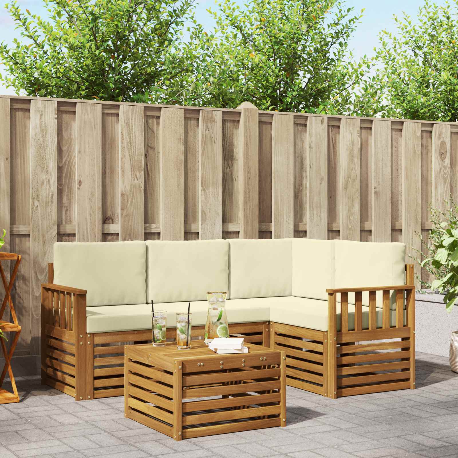vidaXL Sofa-Sets 5 pcs Naturel Massief Acaciahout