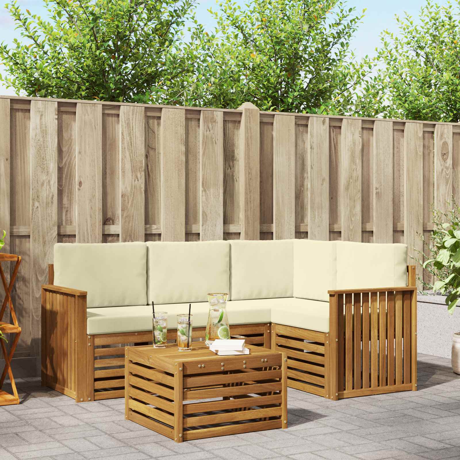 vidaXL Sofa-Sets 5 pcs Naturel Massief Acaciahout